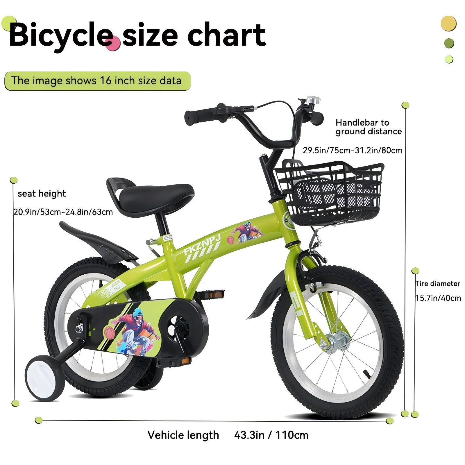 Fkznpj - 16" Sporty Kids Bike With Training Wheels And Stand Adjustable Saddle Suitable For Boys And Girls Aged 4 - 8 Years Tall Height 41 - 46" Available In A Variety Of Colors - Image 6
