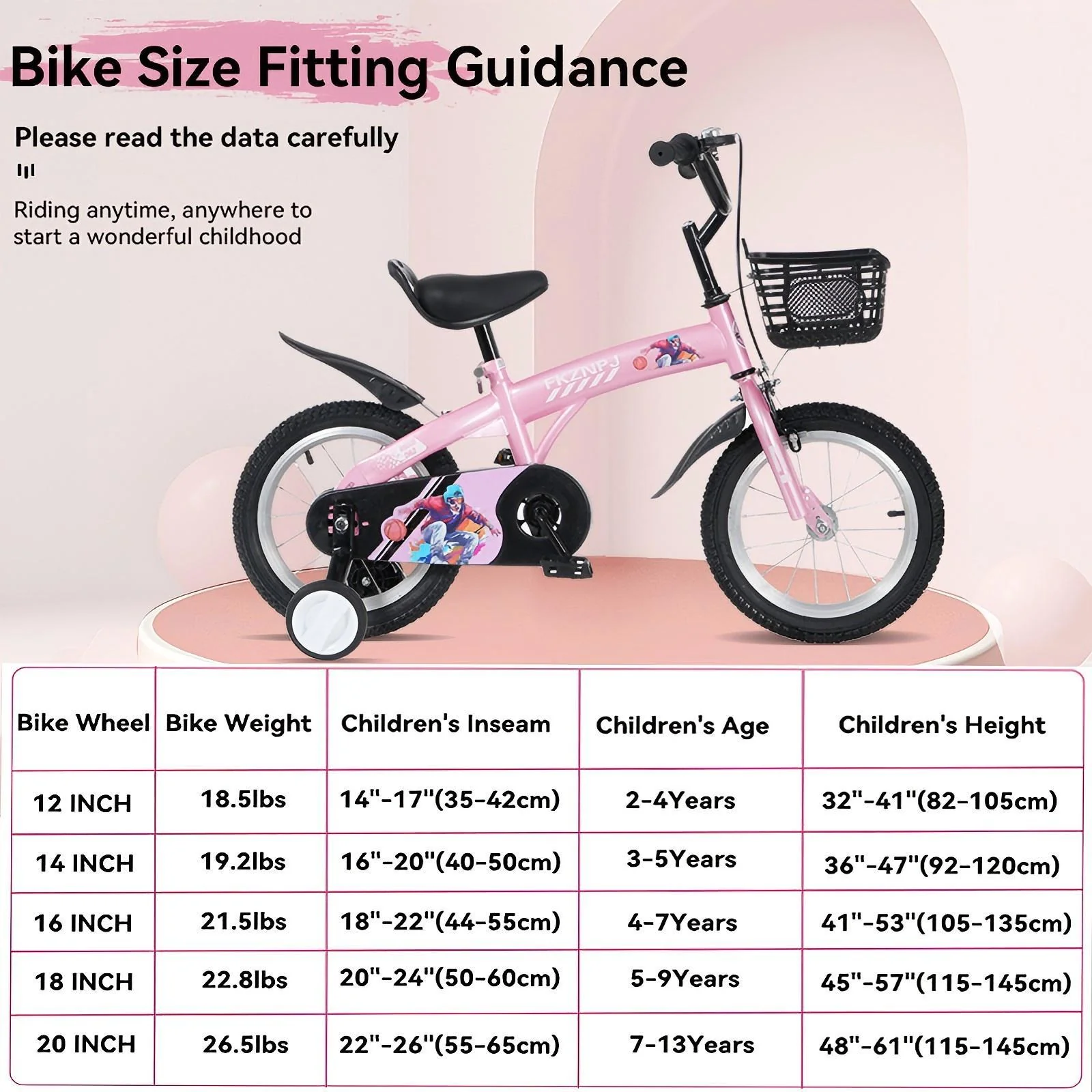 Fkznpj - 16" Sporty Kids Bike With Training Wheels And Stand Adjustable Saddle Suitable For Boys And Girls Aged 4 - 8 Years Tall Height 41 - 46" Available In A Variety Of Colors - Image 9