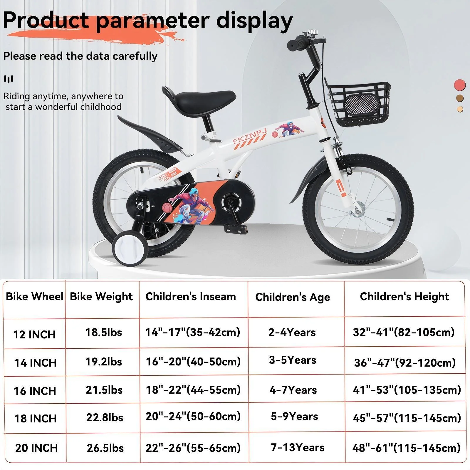 Fkznpj - 18" Sporty Kids Bike With Training Wheels And Stand Adjustable Saddle Suitable For Boys And Girls Aged 5 - 10 Years Tall Height 39 - 49" Available In A Variety Of Colors - Image 11