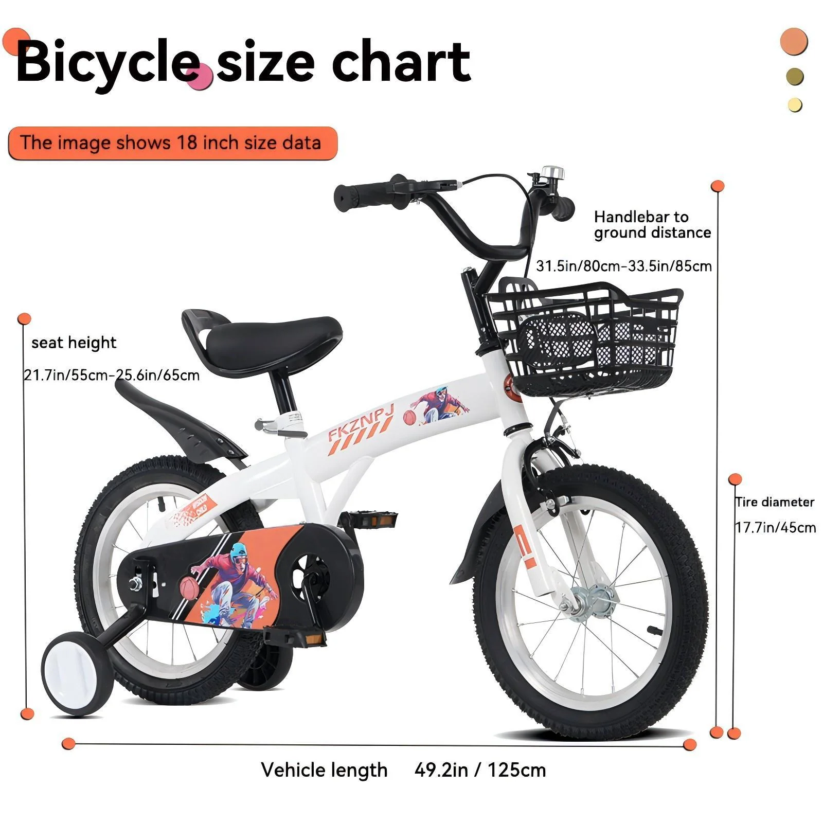 Fkznpj - 18" Sporty Kids Bike With Training Wheels And Stand Adjustable Saddle Suitable For Boys And Girls Aged 5 - 10 Years Tall Height 39 - 49" Available In A Variety Of Colors - Image 12