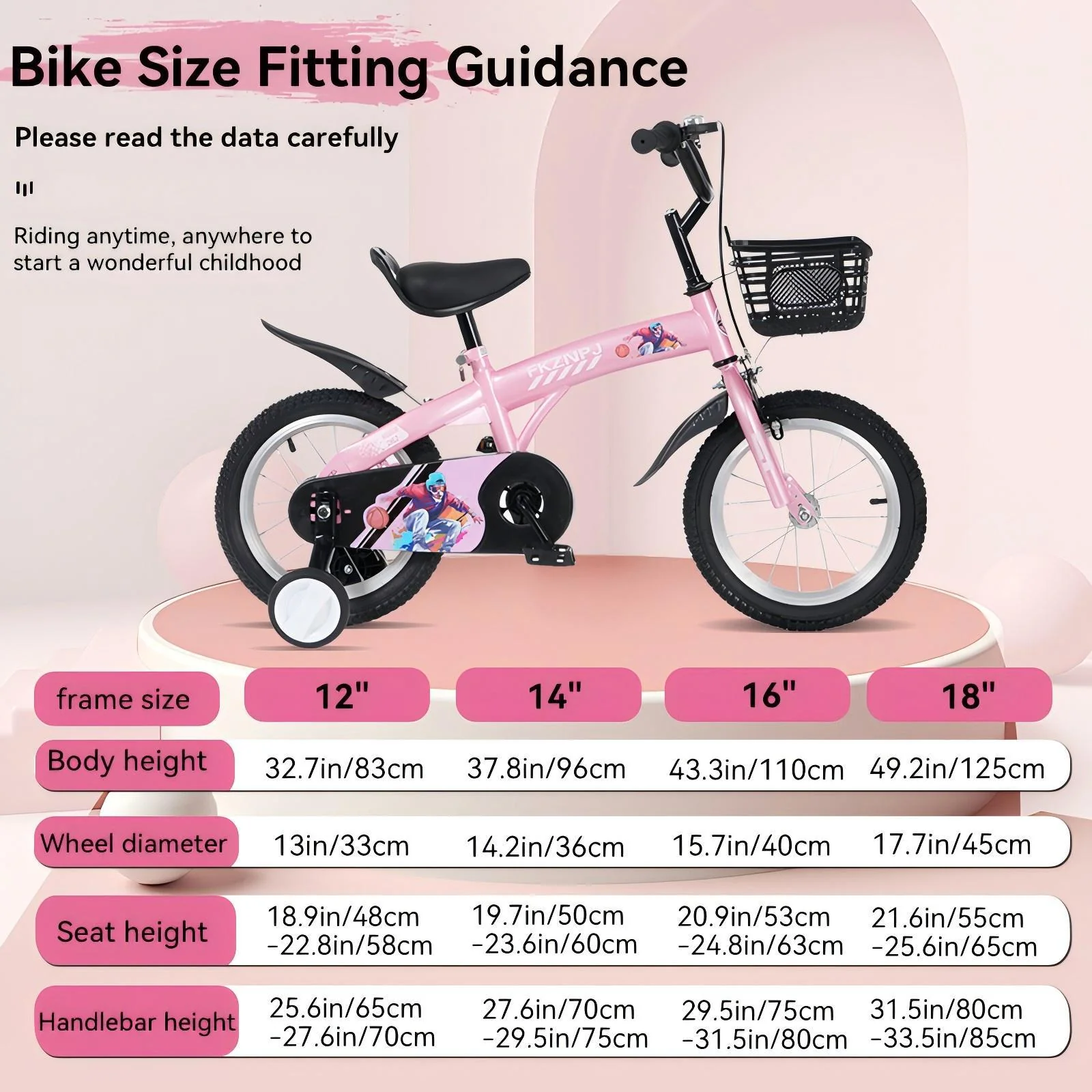 Fkznpj - 18" Sporty Kids Bike With Training Wheels And Stand Adjustable Saddle Suitable For Boys And Girls Aged 5 - 10 Years Tall Height 39 - 49" Available In A Variety Of Colors - Image 17