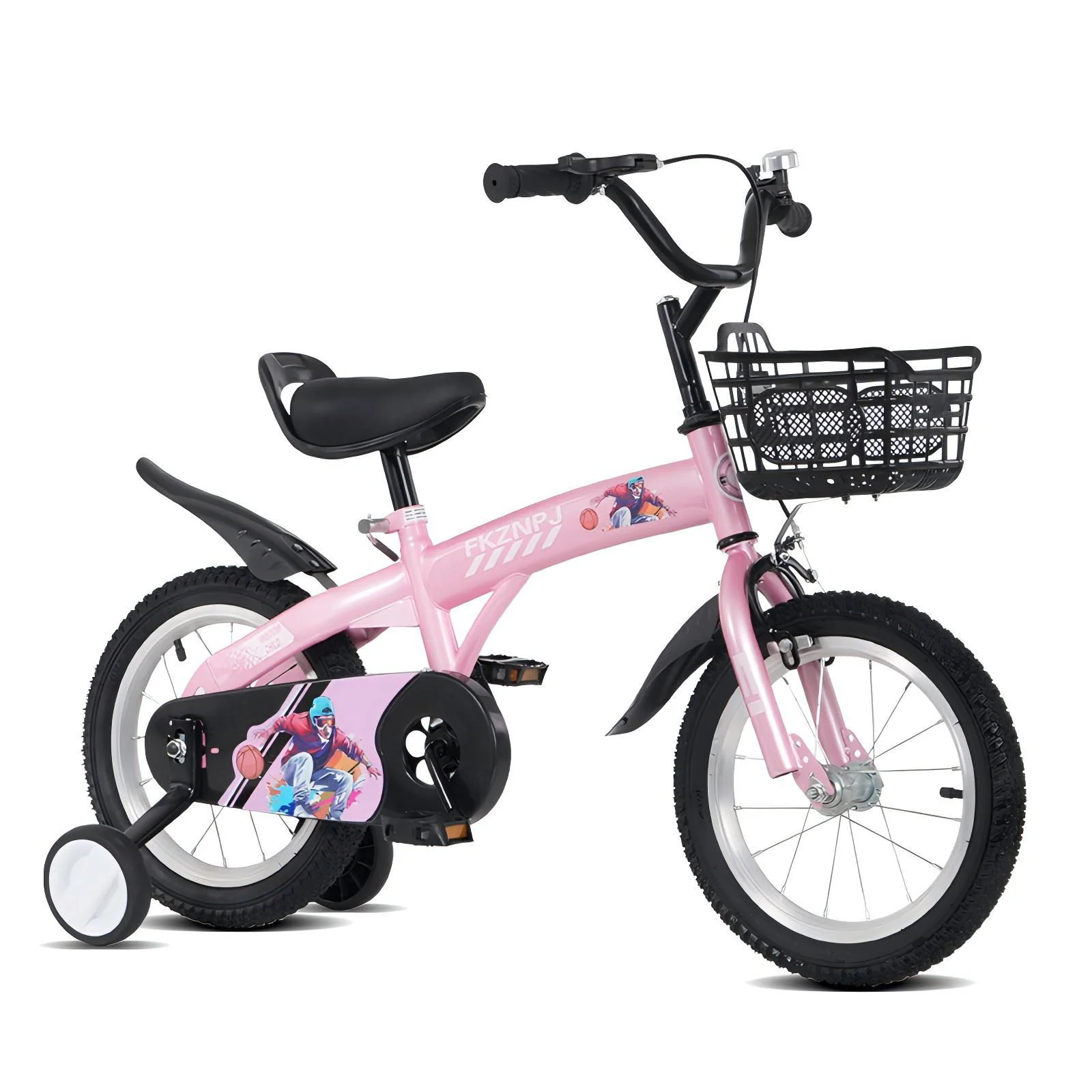Fkznpj - 18" Sporty Kids Bike With Training Wheels And Stand Adjustable Saddle Suitable For Boys And Girls Aged 5 - 10 Years Tall Height 39 - 49" Available In A Variety Of Colors - Image 3