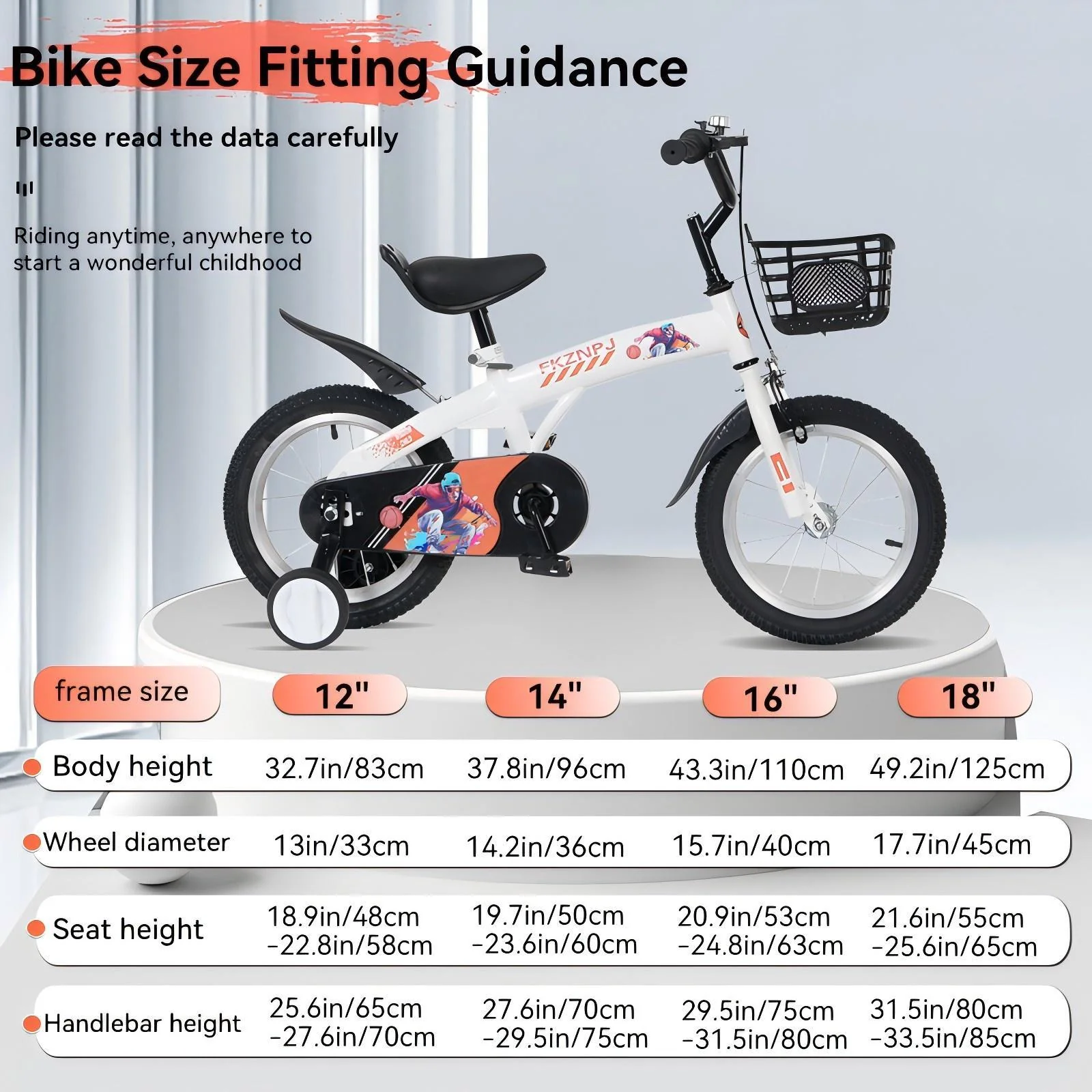 Fkznpj - 18" Sporty Kids Bike With Training Wheels And Stand Adjustable Saddle Suitable For Boys And Girls Aged 5 - 10 Years Tall Height 39 - 49" Available In A Variety Of Colors - Image 7