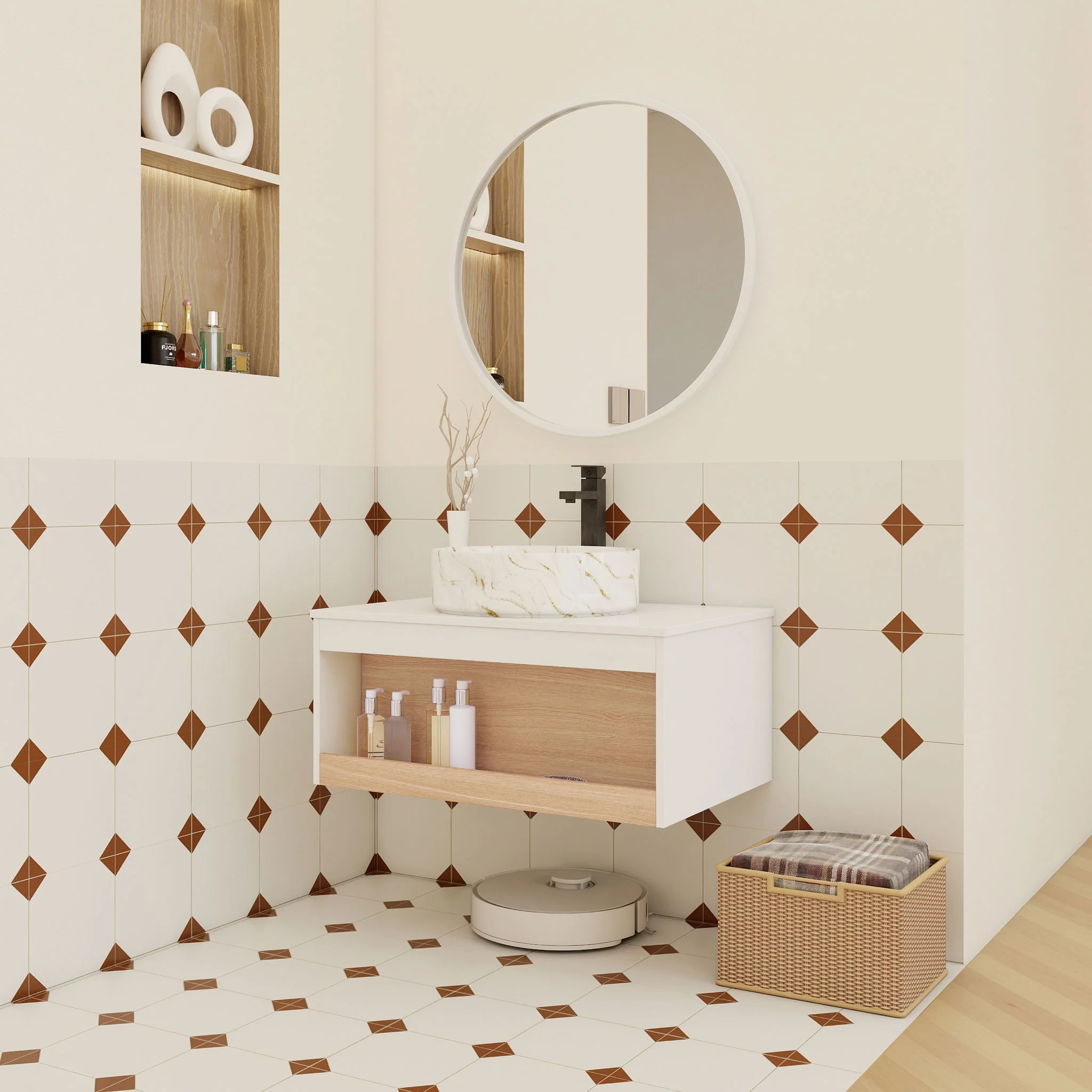 Floating Bathroom Vanity With Vessel Sink - Image 14