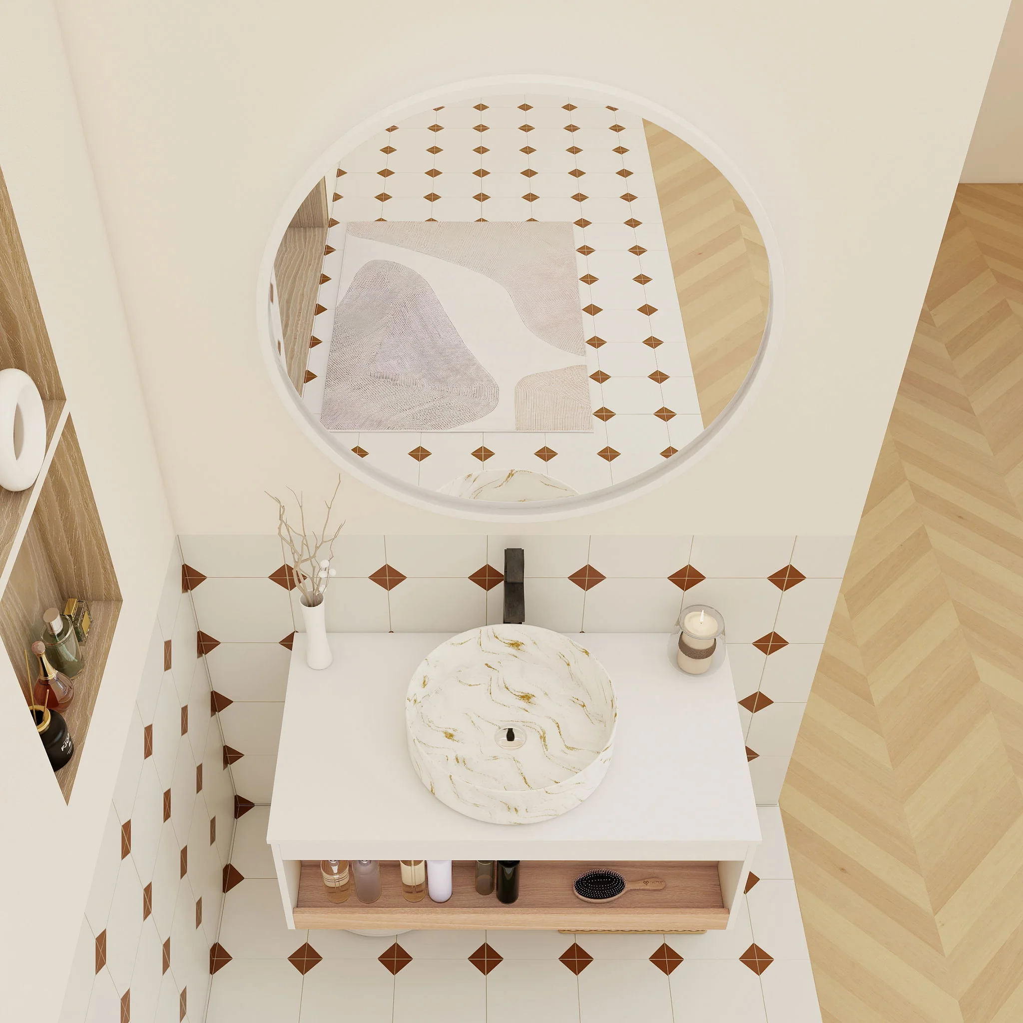 Floating Bathroom Vanity With Vessel Sink - Image 22