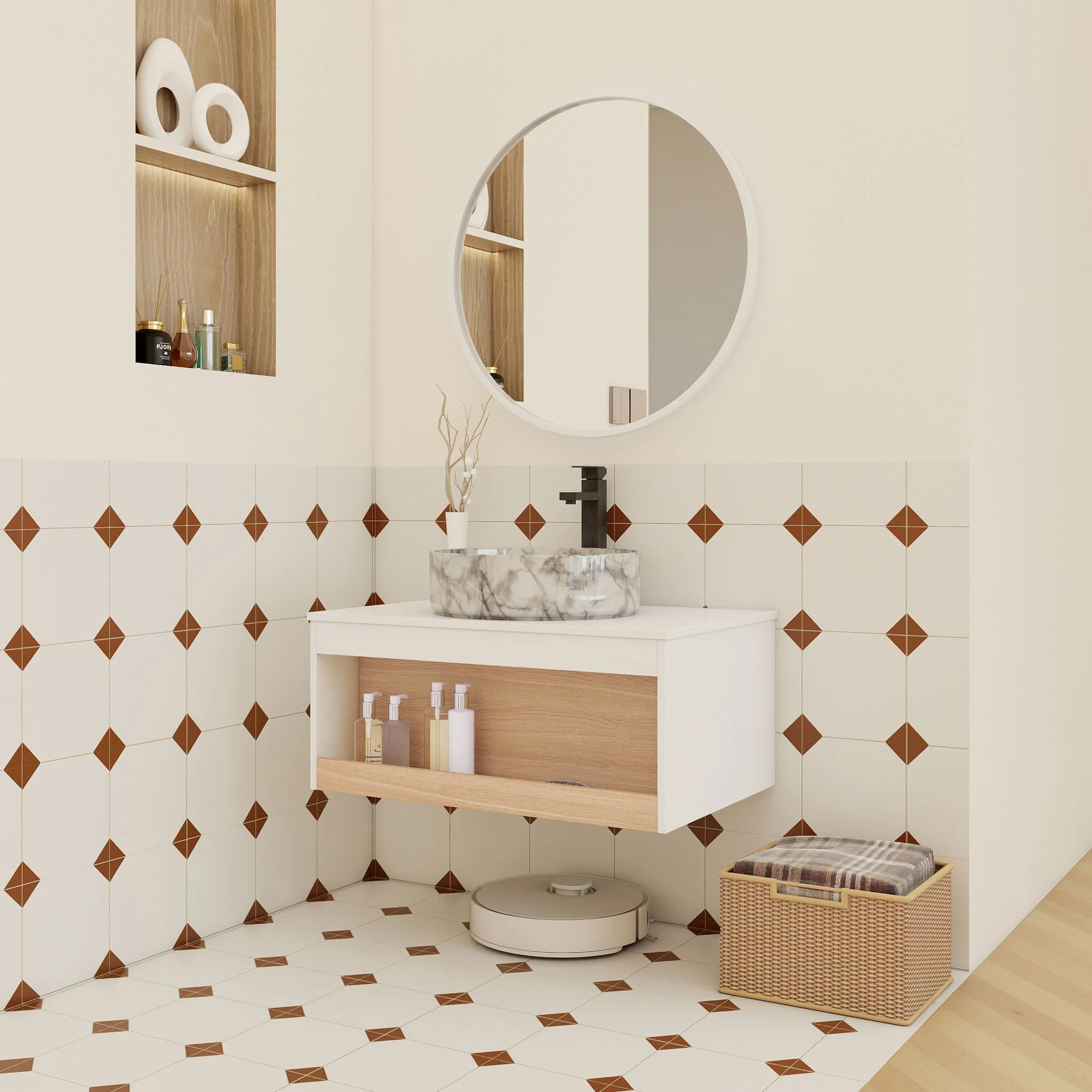 Floating Bathroom Vanity With Vessel Sink - Image 38