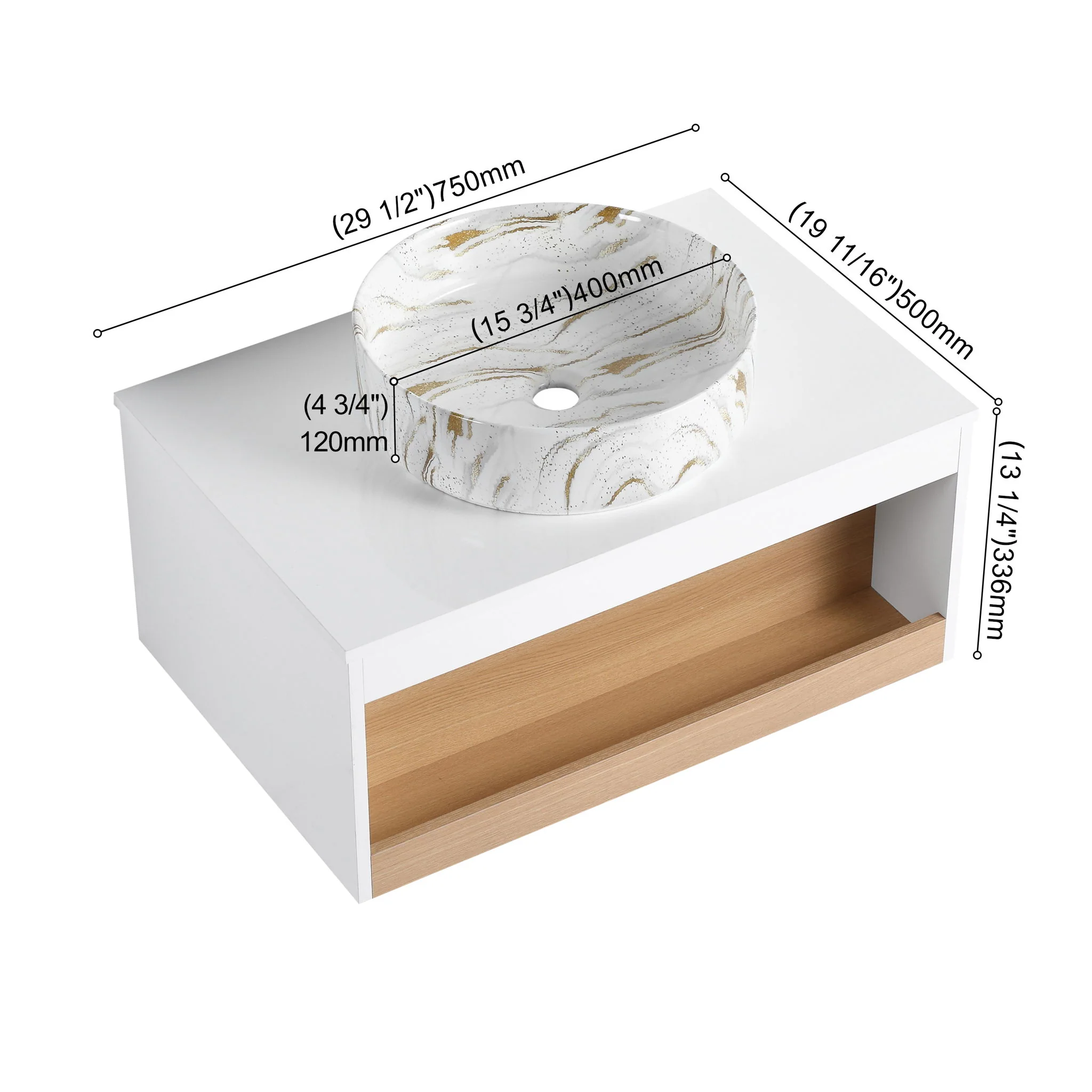 Floating Bathroom Vanity With Vessel Sink - Image 47