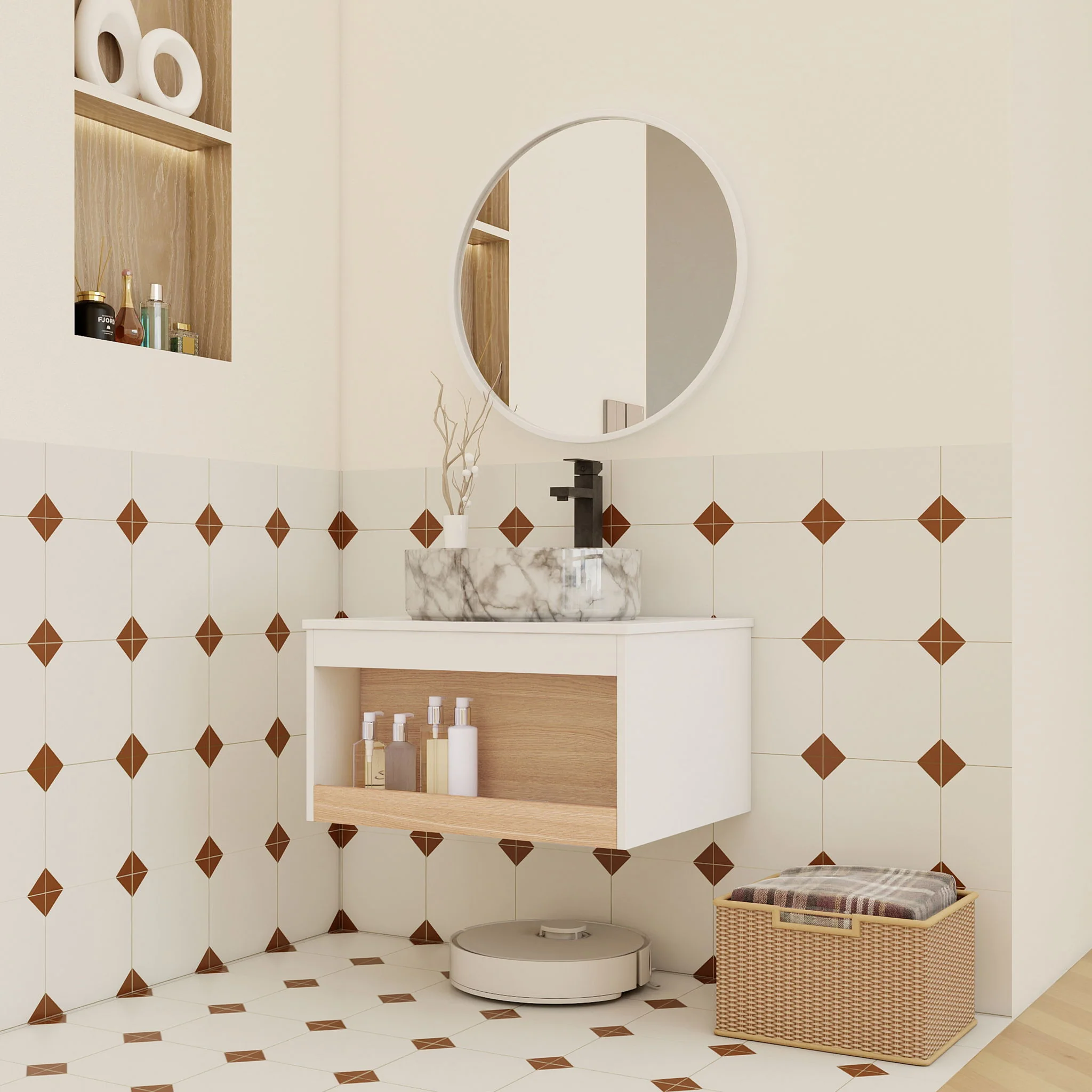 Floating Bathroom Vanity With Vessel Sink - Image 50
