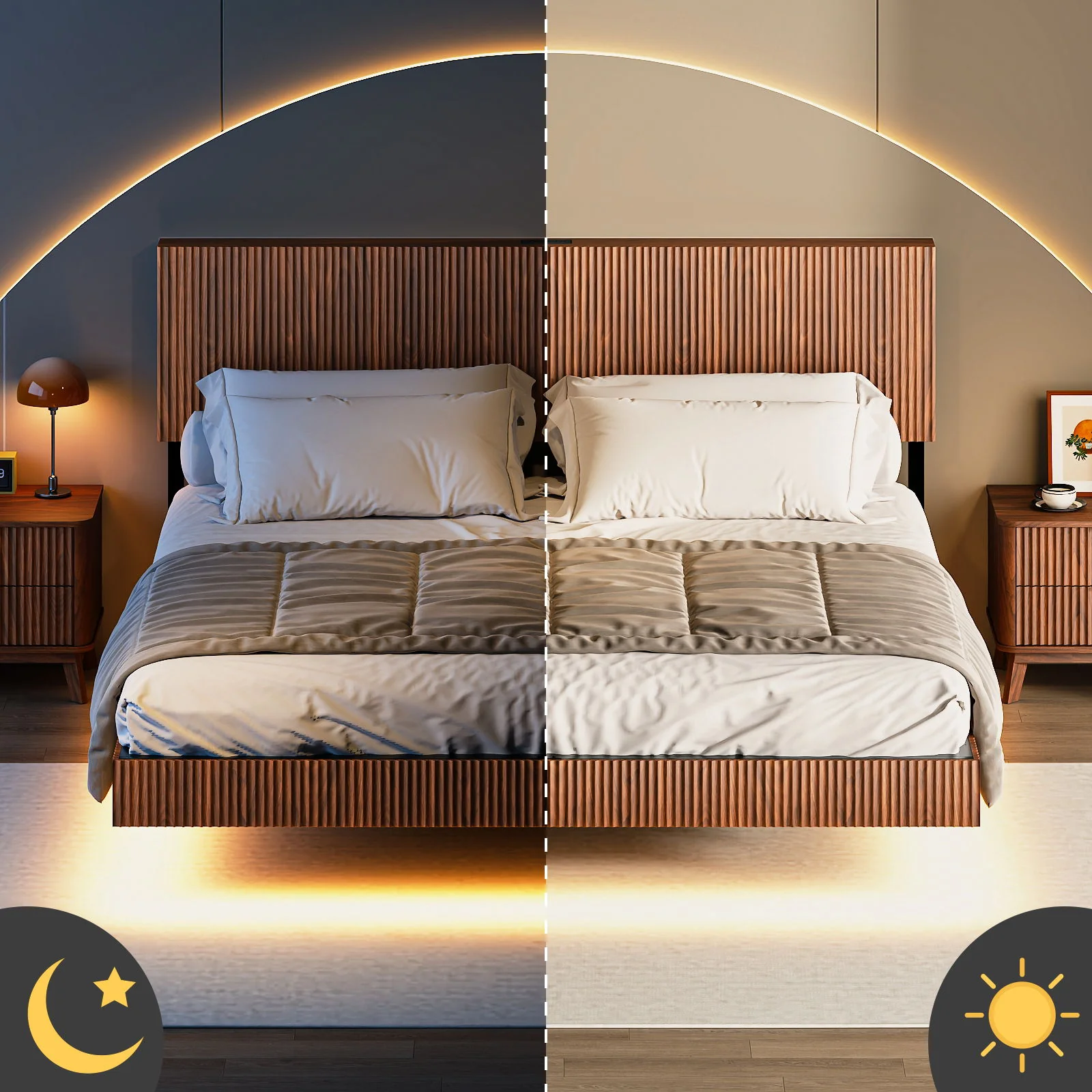 Floating Bedstead With Charging Station And LED Lights - Image 18