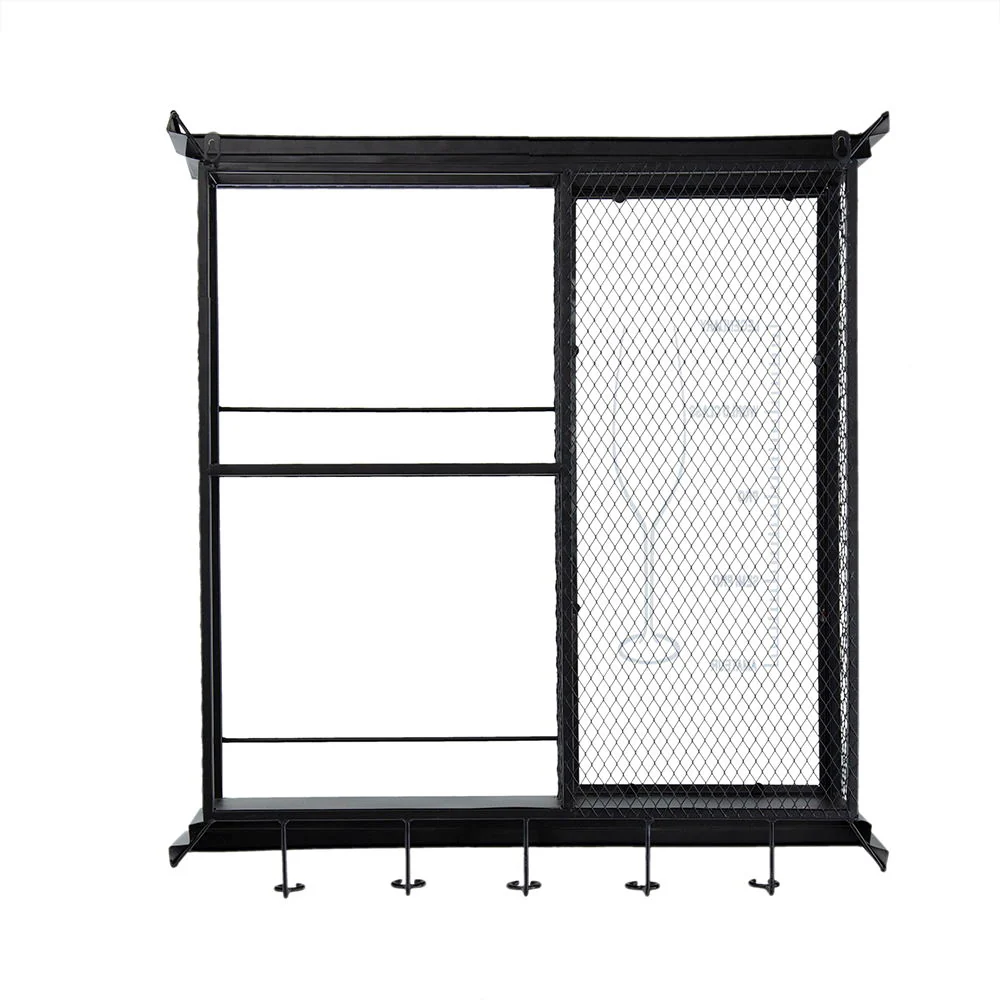 Floating Wine Bar Shelf With Glass Holder And Display Shelves - Black - Image 8