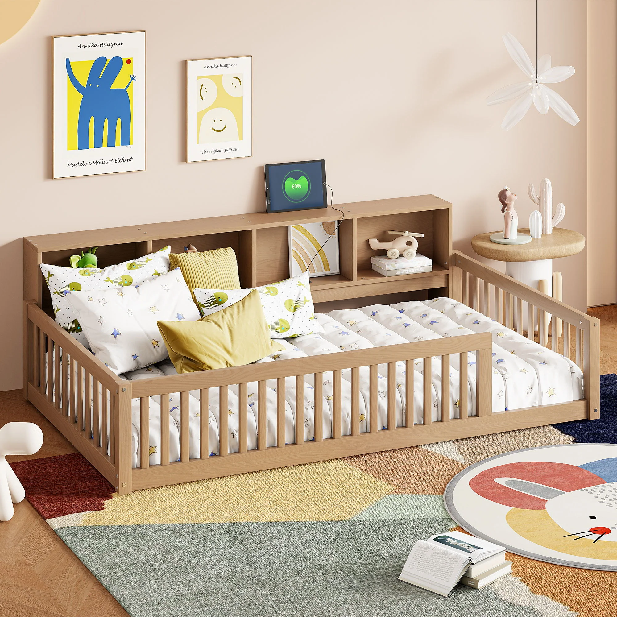 Floor Bed With Storage Cabinets And USB Ports - Image 6