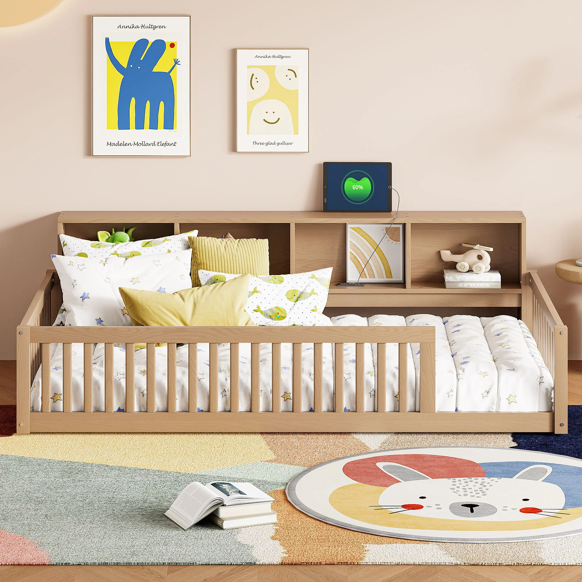 Floor Bed With Storage Cabinets And USB Ports - Image 9