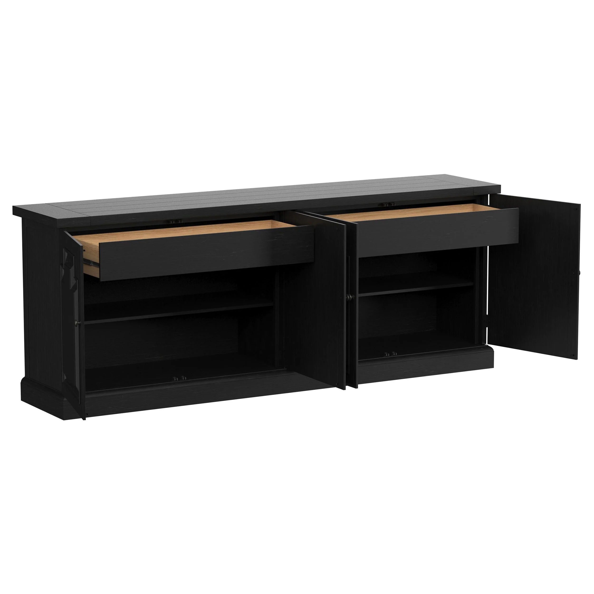 Florence 4-Door Dining Sideboard Buffet in Distressed Black - Image 5