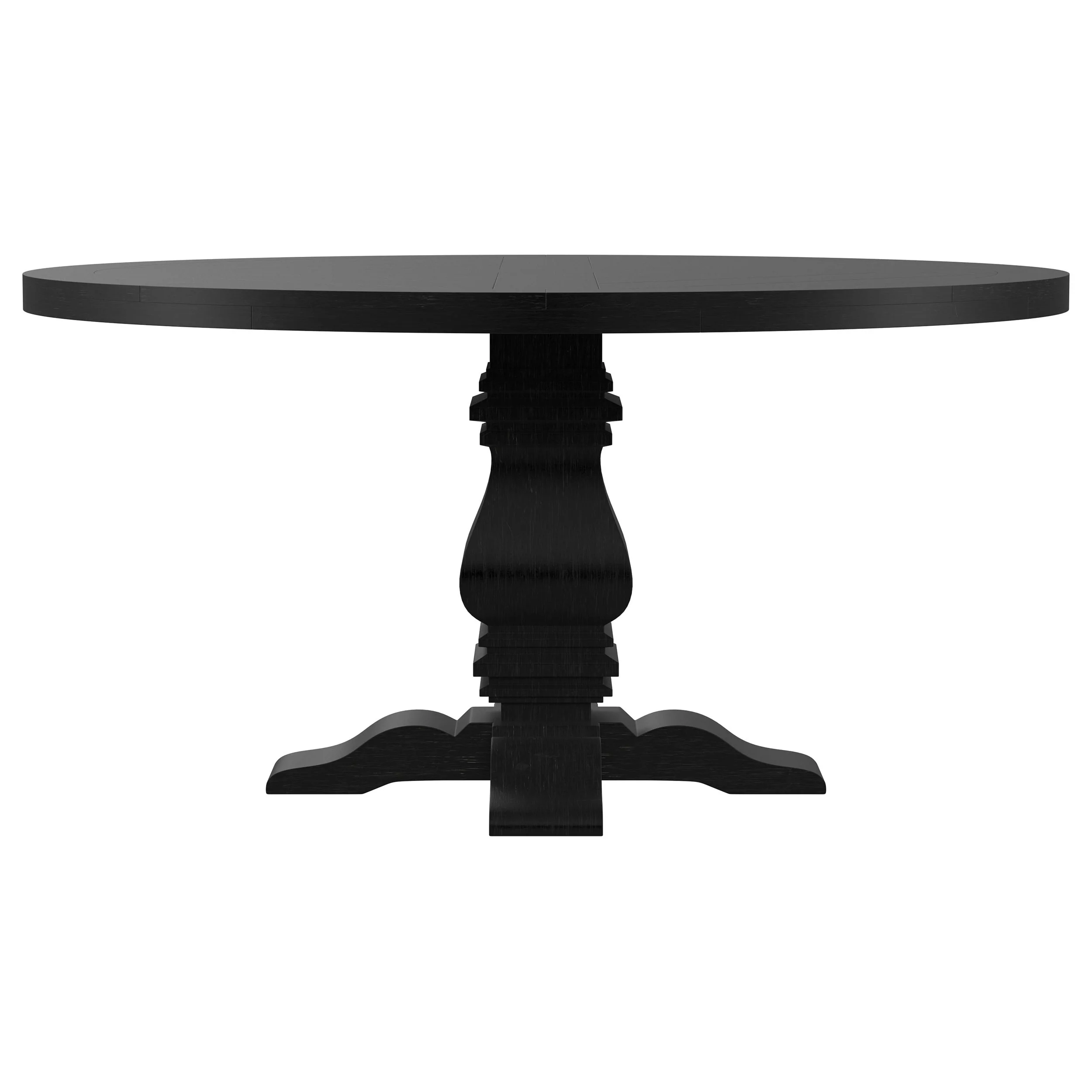 Florence Round 60-Inch Pedestal Dining Table, Distressed Black - Image 3