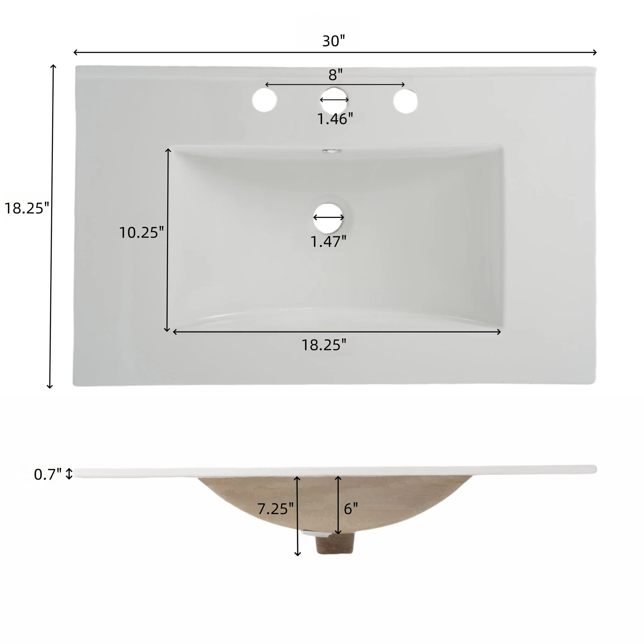 Fluted Bathroom Vanity With Ceramic Sink, Freestanding Design - Image 5