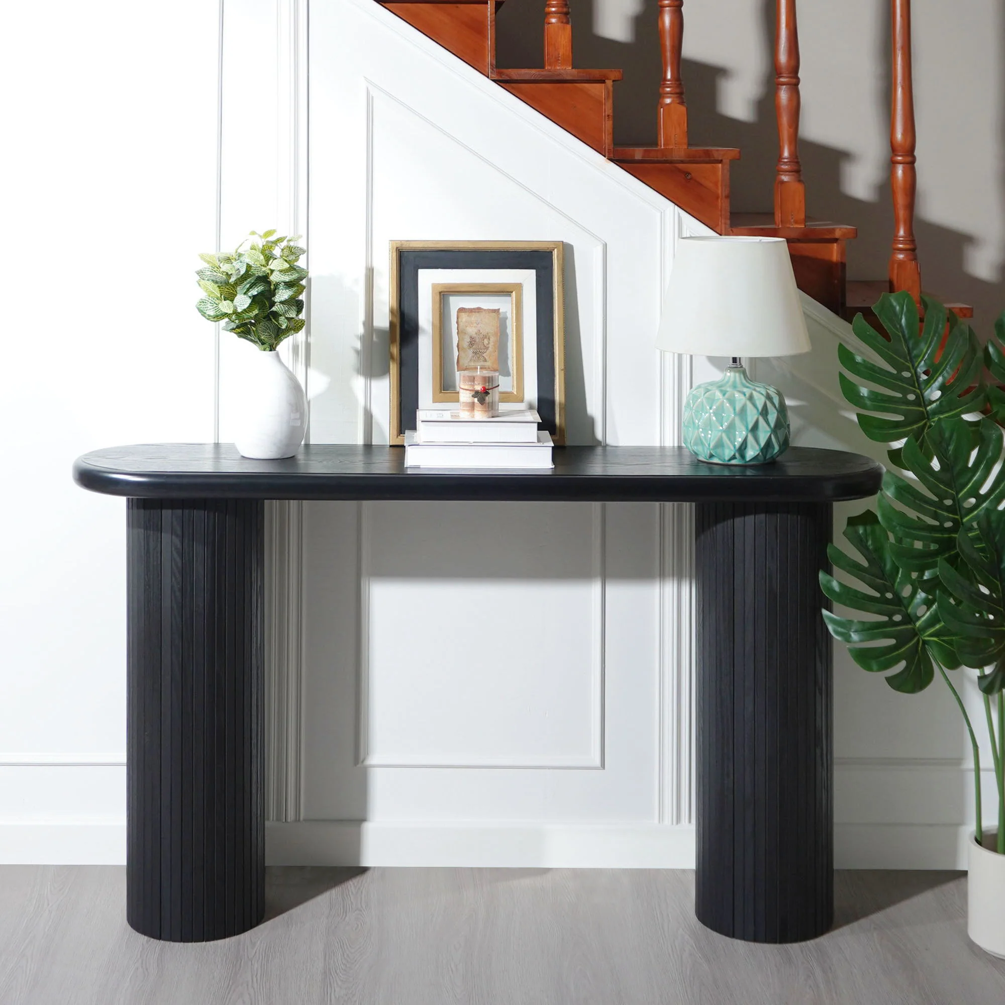 Fluted Cylinder Console Table - Black - Image 4