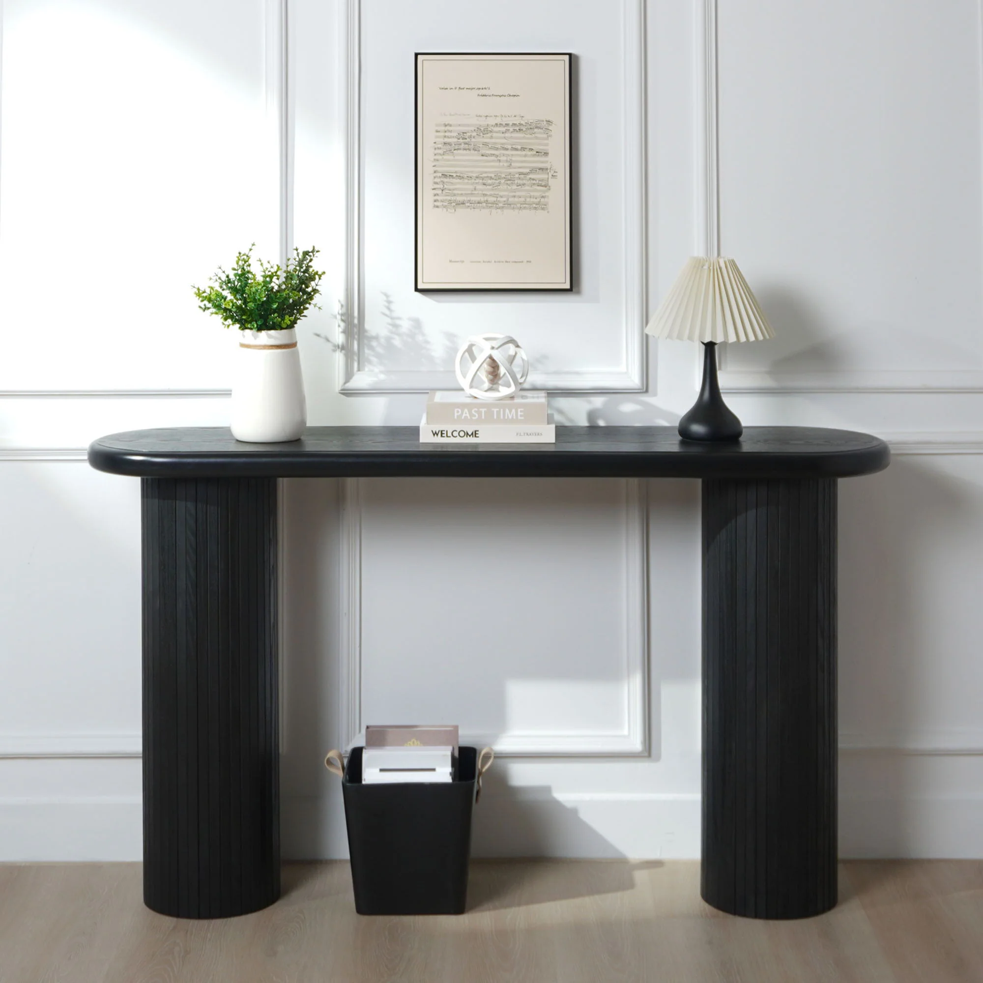 Fluted Cylinder Console Table - Black - Image 7