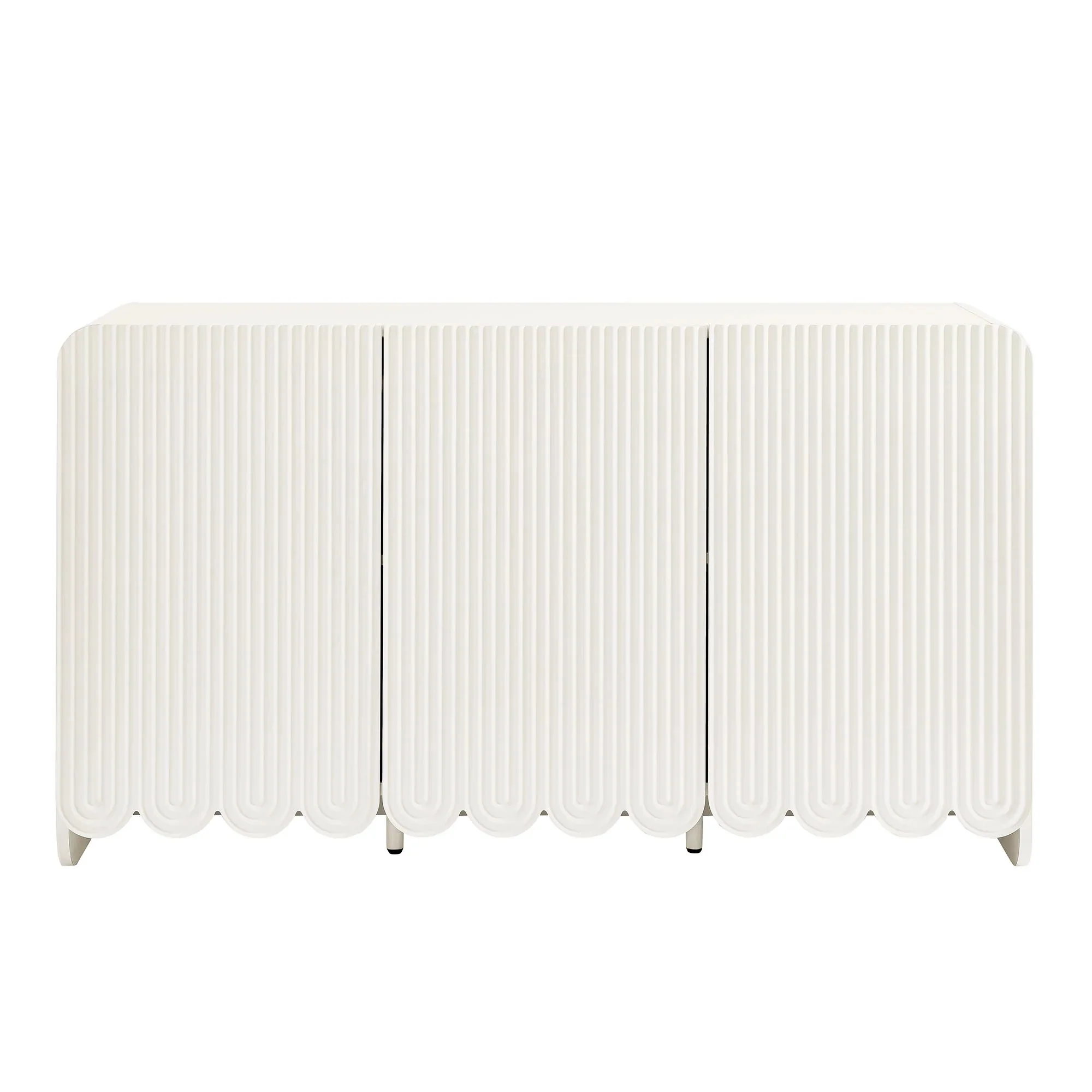 Fluted Scalloped Sideboard Storage Cabinet – Wood Finish 56 Inch - Image 21