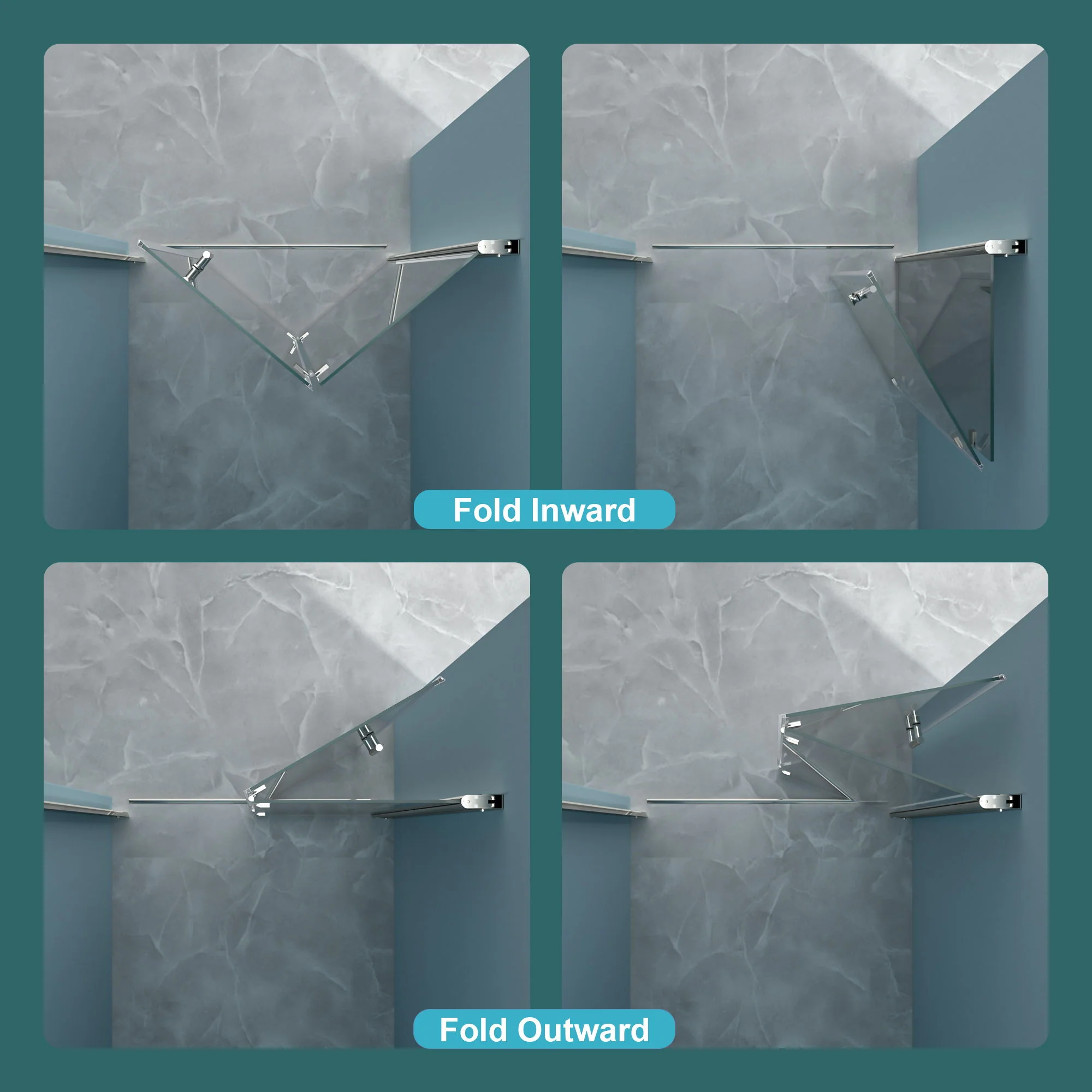 Fold Frameless Shower Door With Tempered Glass - Image 17