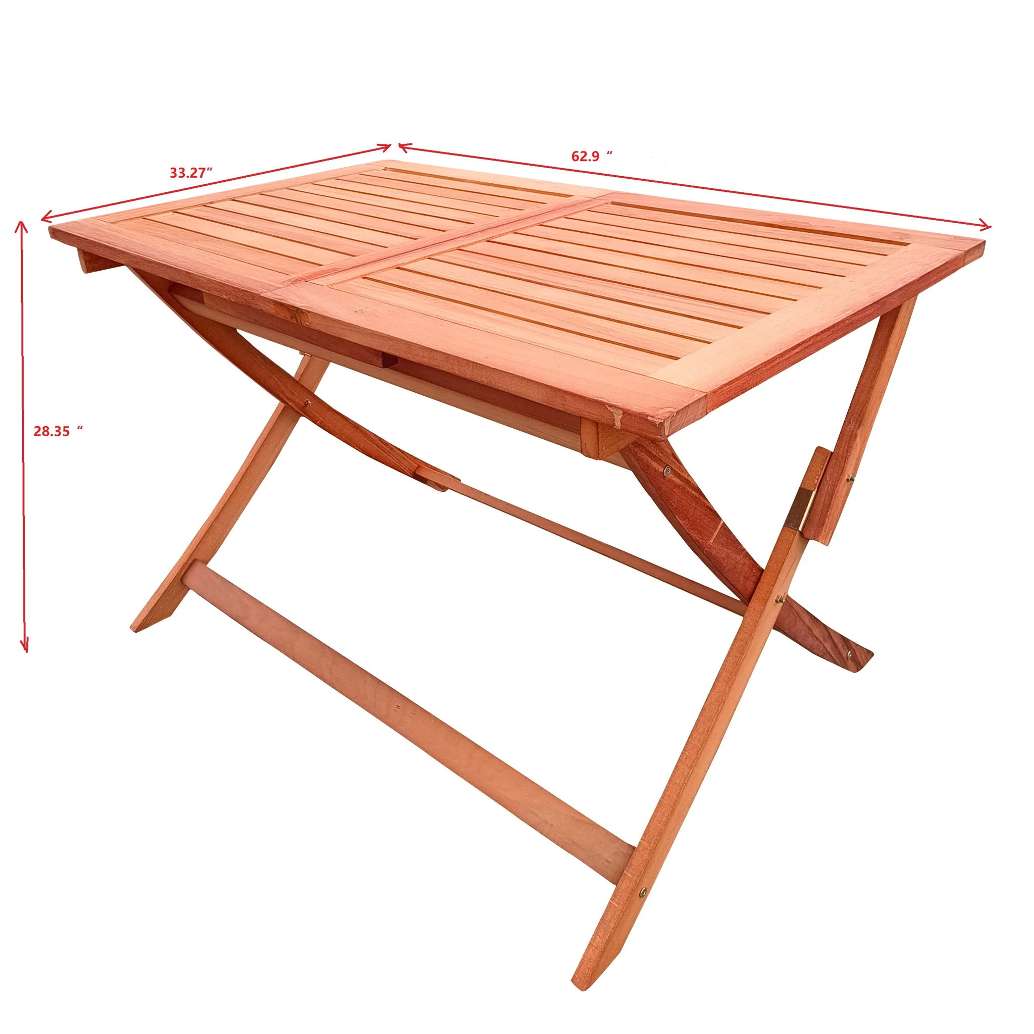 Foldable Patio Dining Set With 1 Dining Table, Indoor And Outdoor Use, Solid Wood - Teak - Image 4