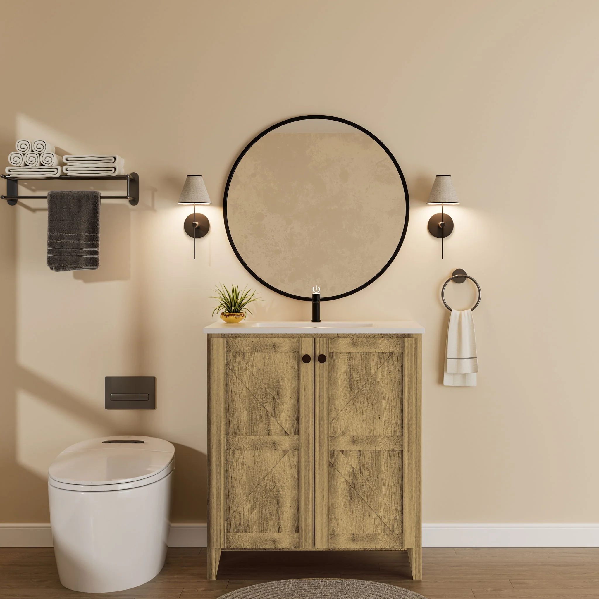 Folding Floor Cabinet With Ceramic Sink, Space Saving - Image 13