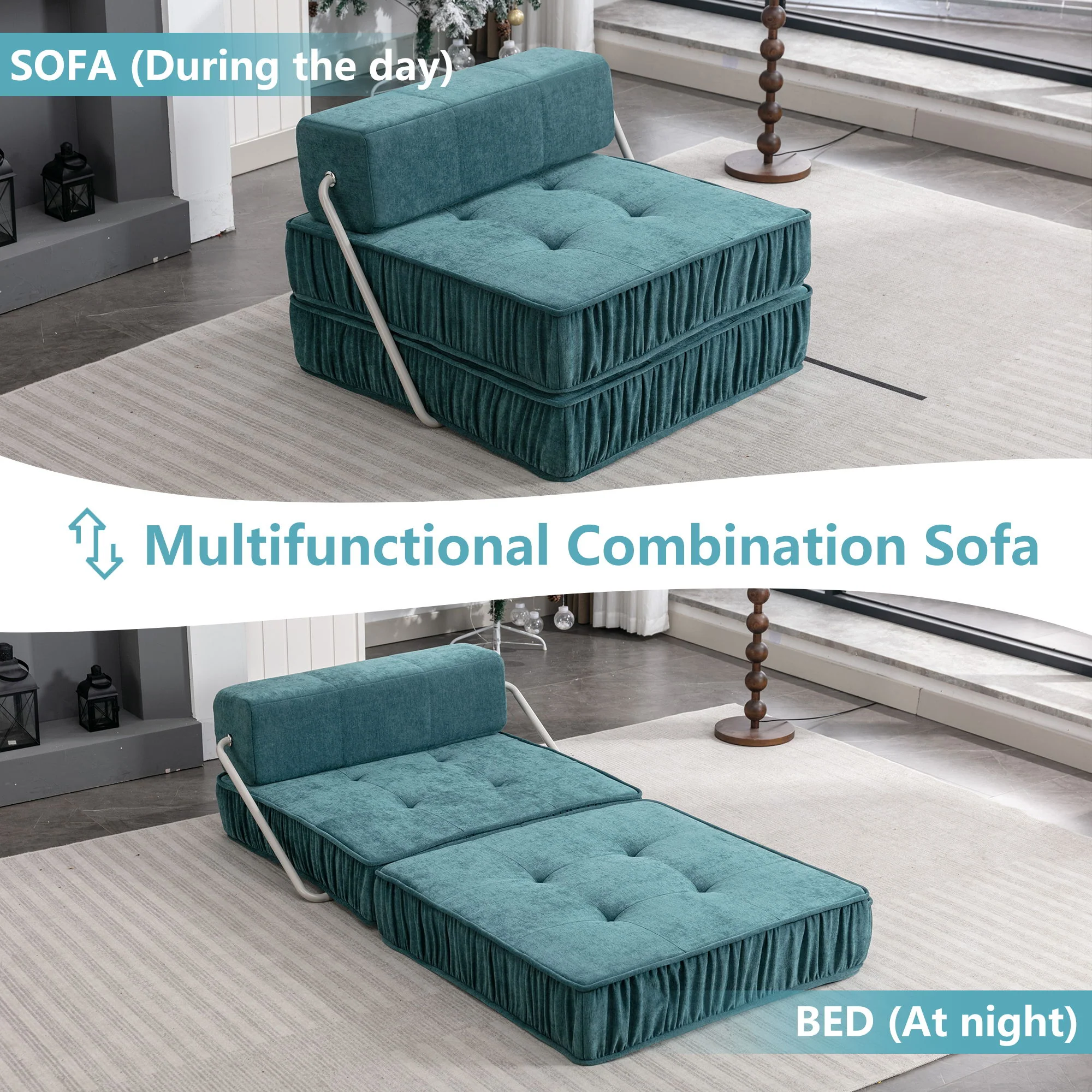 Folding Sofa With Removable Back Cushion, Convertible Futon Sleeper Chair - Image 10