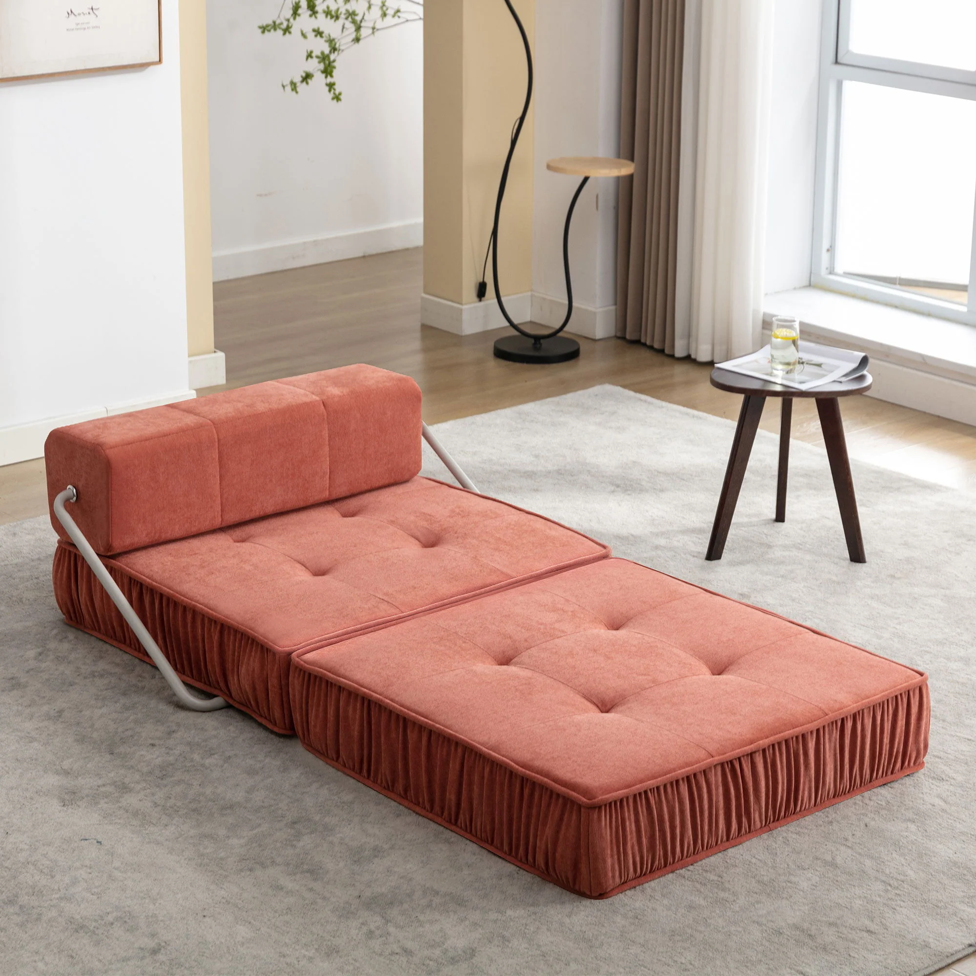 Folding Sofa With Removable Back Cushion, Convertible Futon Sleeper Chair - Image 3