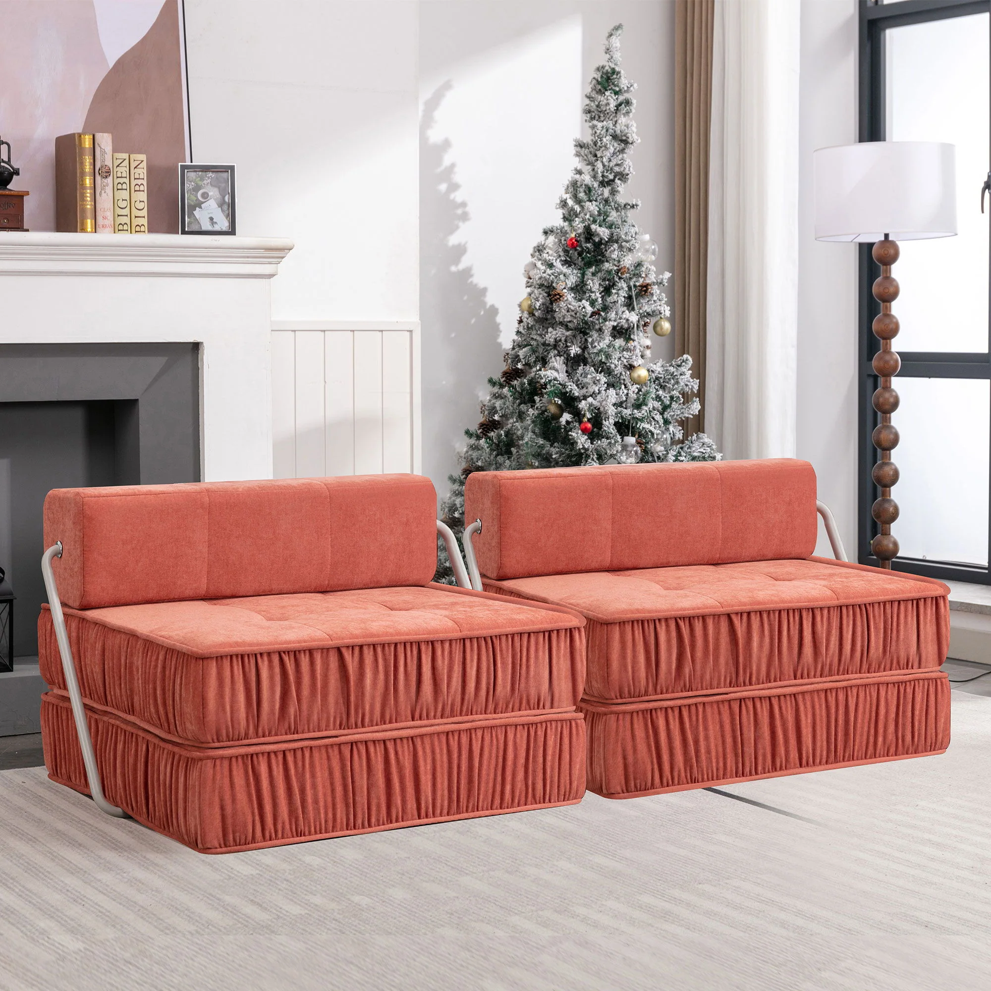 Folding Sofa With Removable Back Cushion, Convertible Futon Sleeper Chair - Image 9