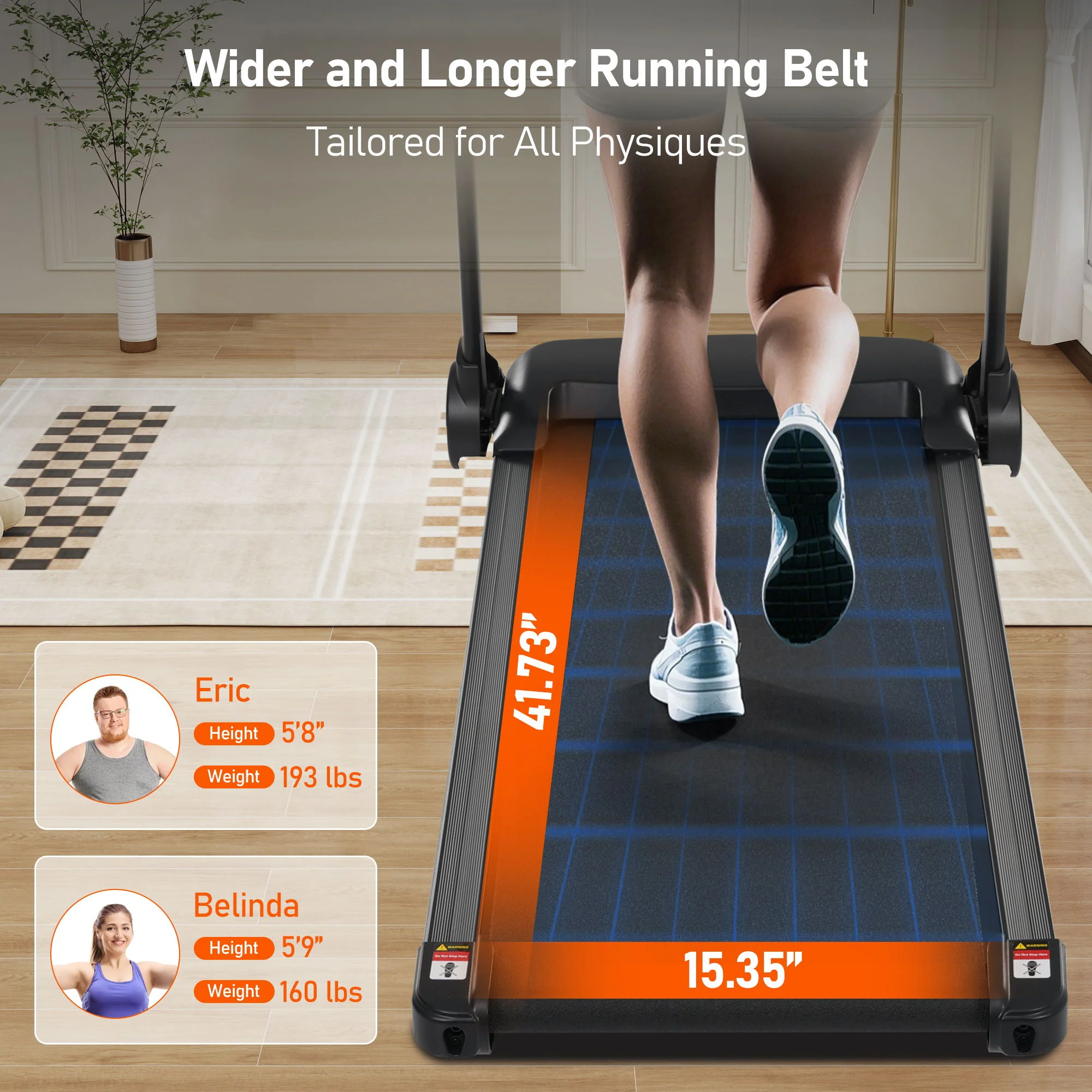 Folding Treadmills For Home Small, 3.0Hp Portable, 10Mph Walking Pad With Incline, Bluetooth, Heart Rate Sensors, Charge Station - Black - Image 4