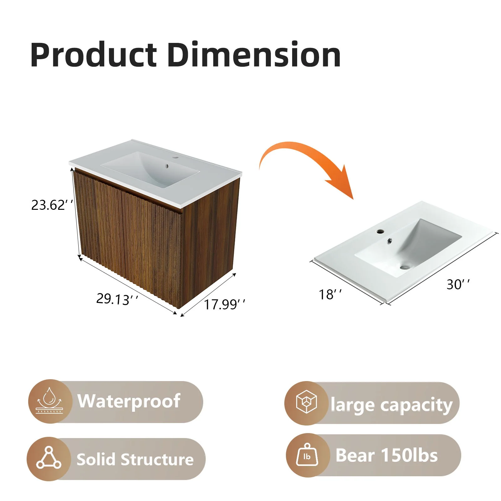 Folding Wall Cabinet With Creamic Sink - Image 6
