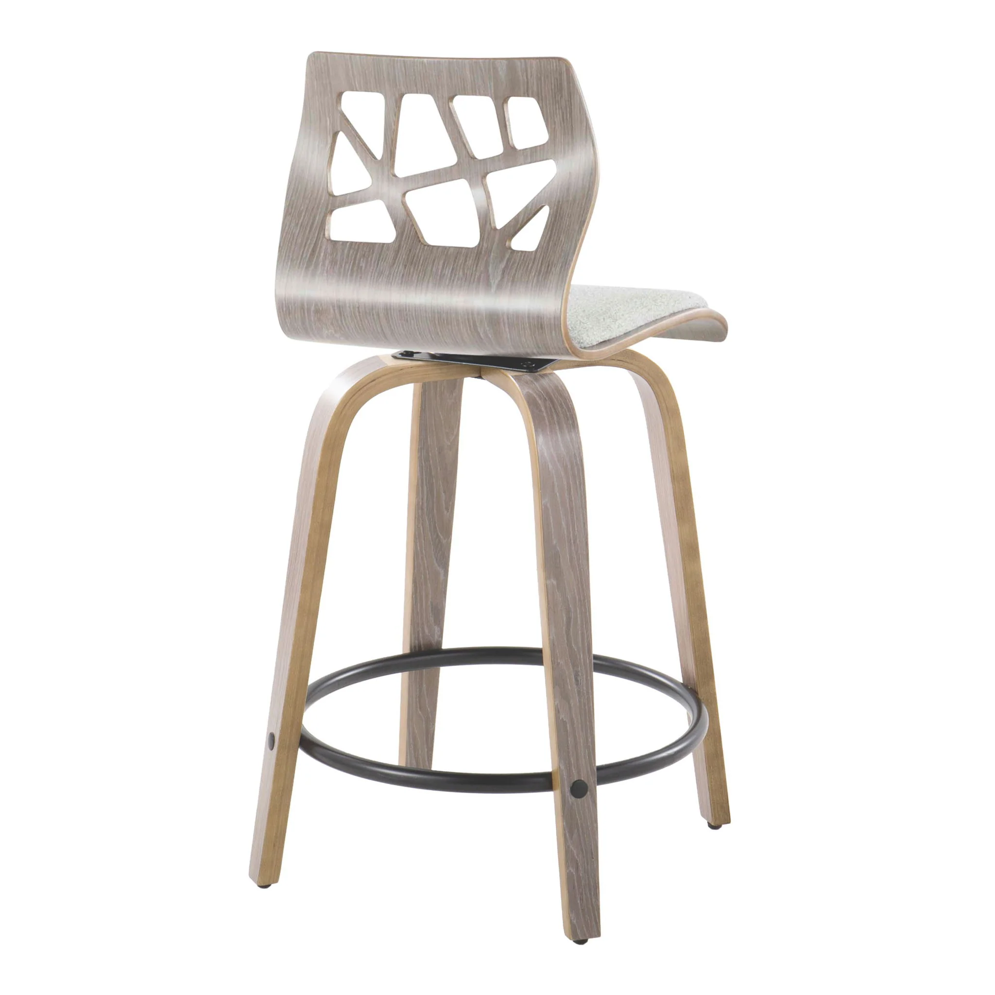 Folia - Contemporary Fixed Height Stool With Swivel With Round Footrest (Set of 2) - Image 7