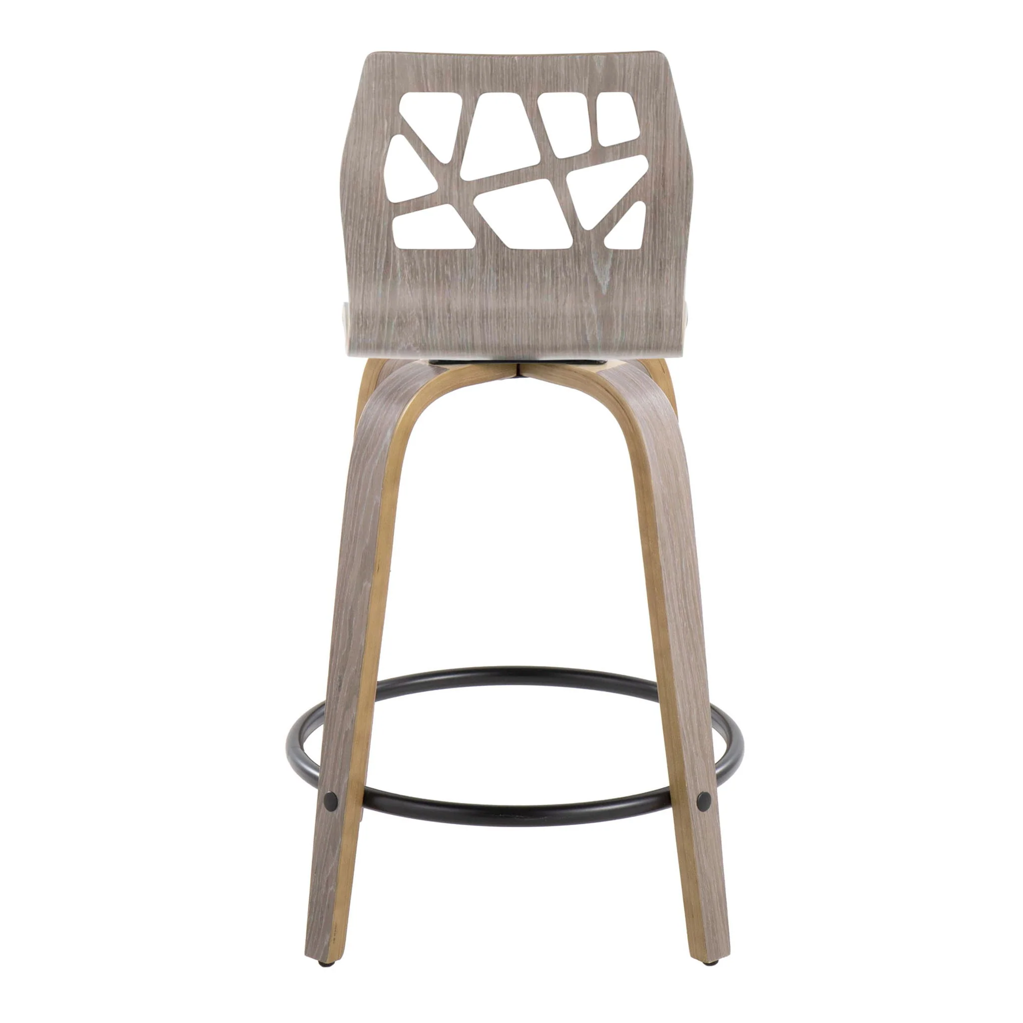 Folia - Contemporary Fixed Height Stool With Swivel With Round Footrest (Set of 2) - Image 9