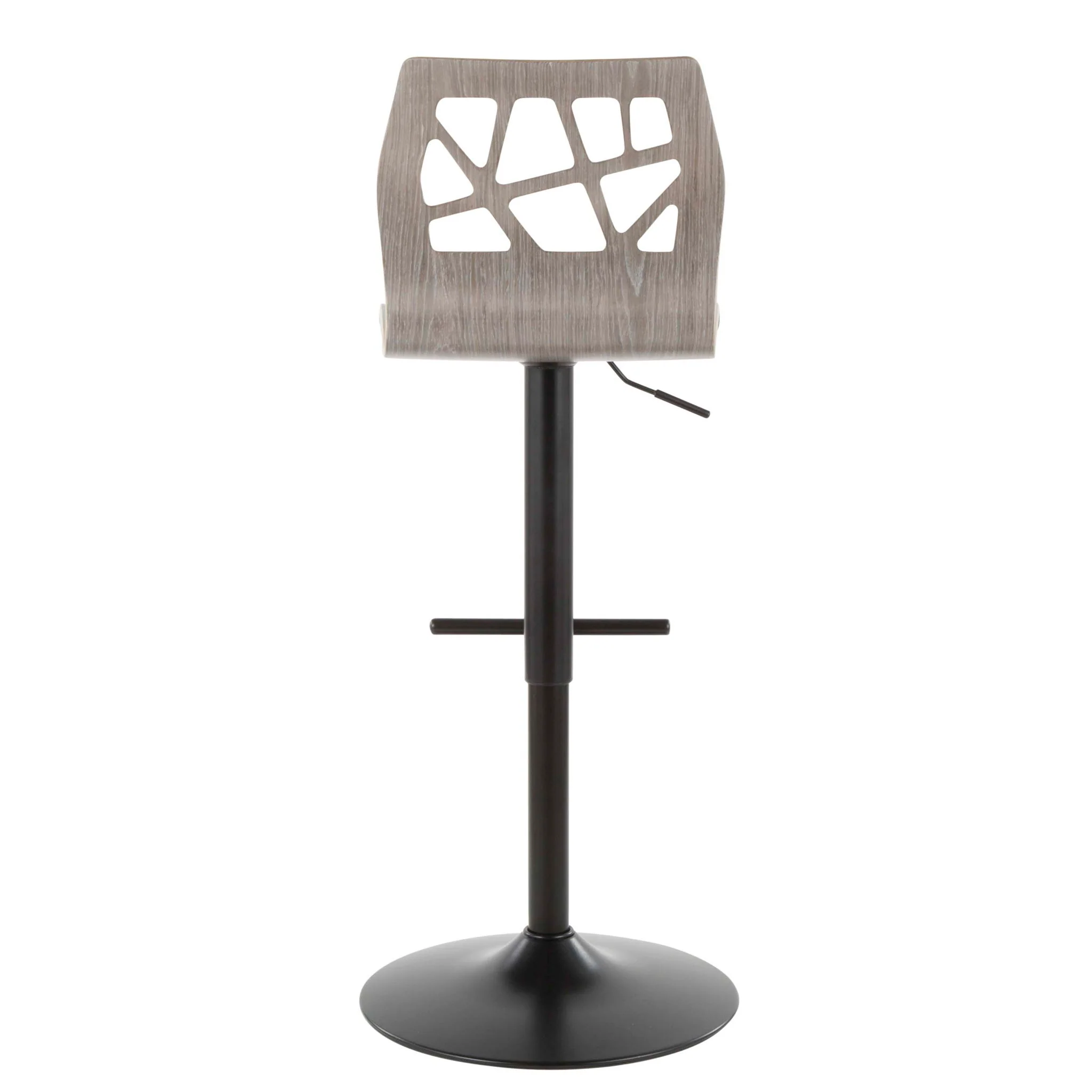 Folia - Mid Century Modern Adjustable Barstool With Swivel With Straight T Footrest (Set of 3) - Image 2