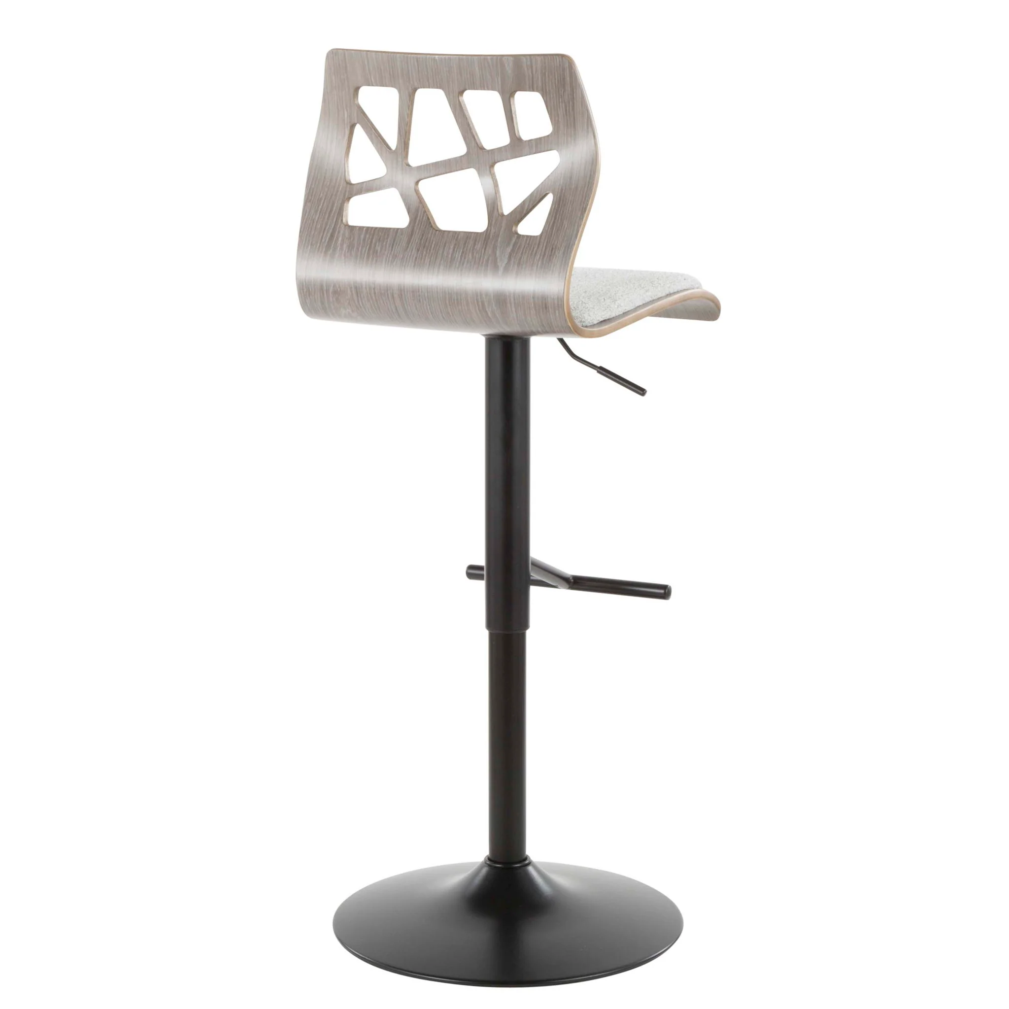 Folia - Mid Century Modern Adjustable Barstool With Swivel With Straight T Footrest (Set of 3) - Image 5