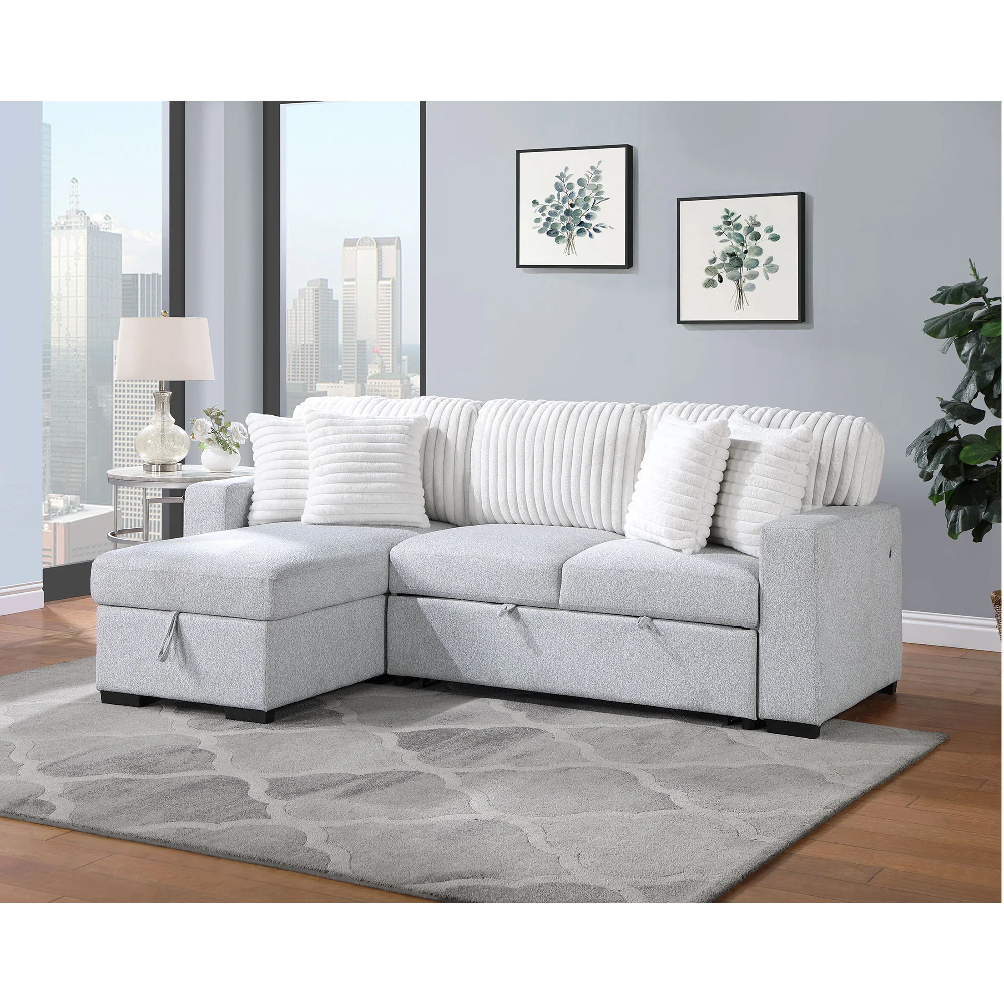 Ford - Reversible Pull Out Sofa Bed - Light Gray - Image 4