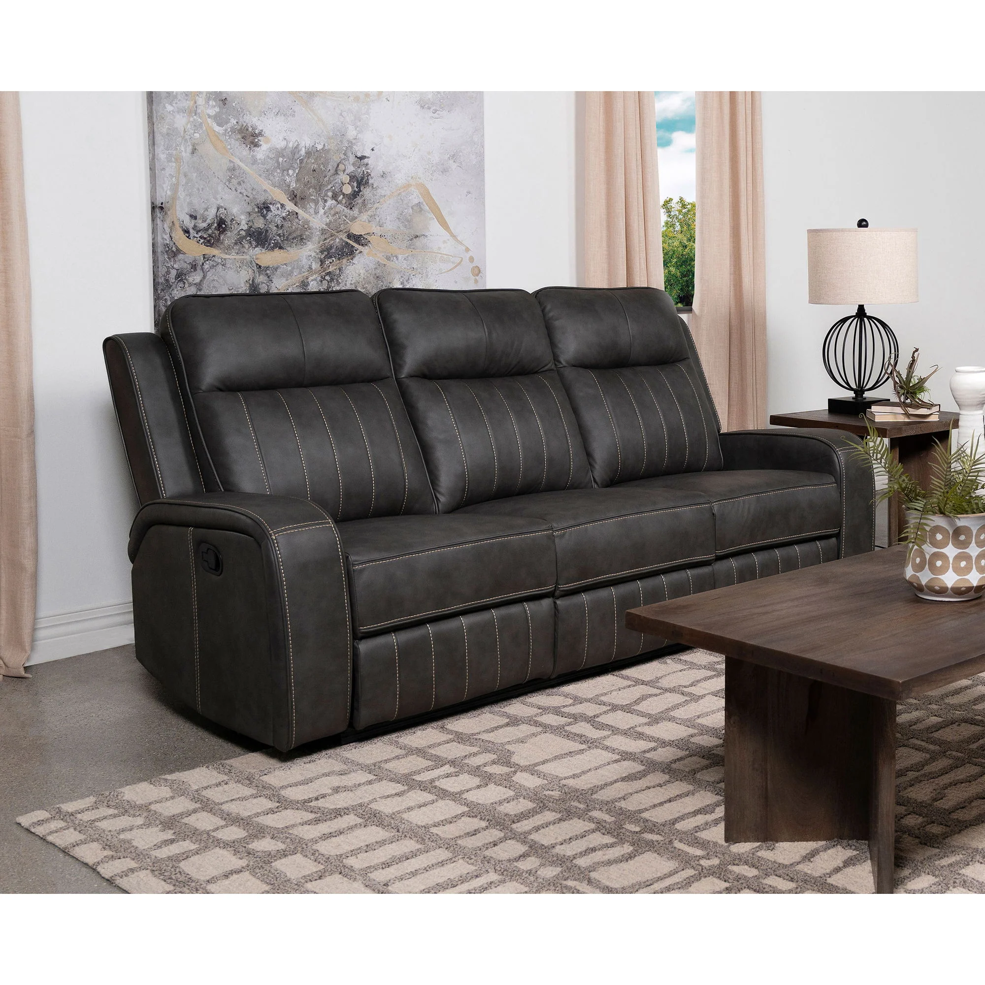 Forrest - Motion Reclining Sofa Comfort With Elegant Tufting And Wide Track Arms - Gray - Image 8