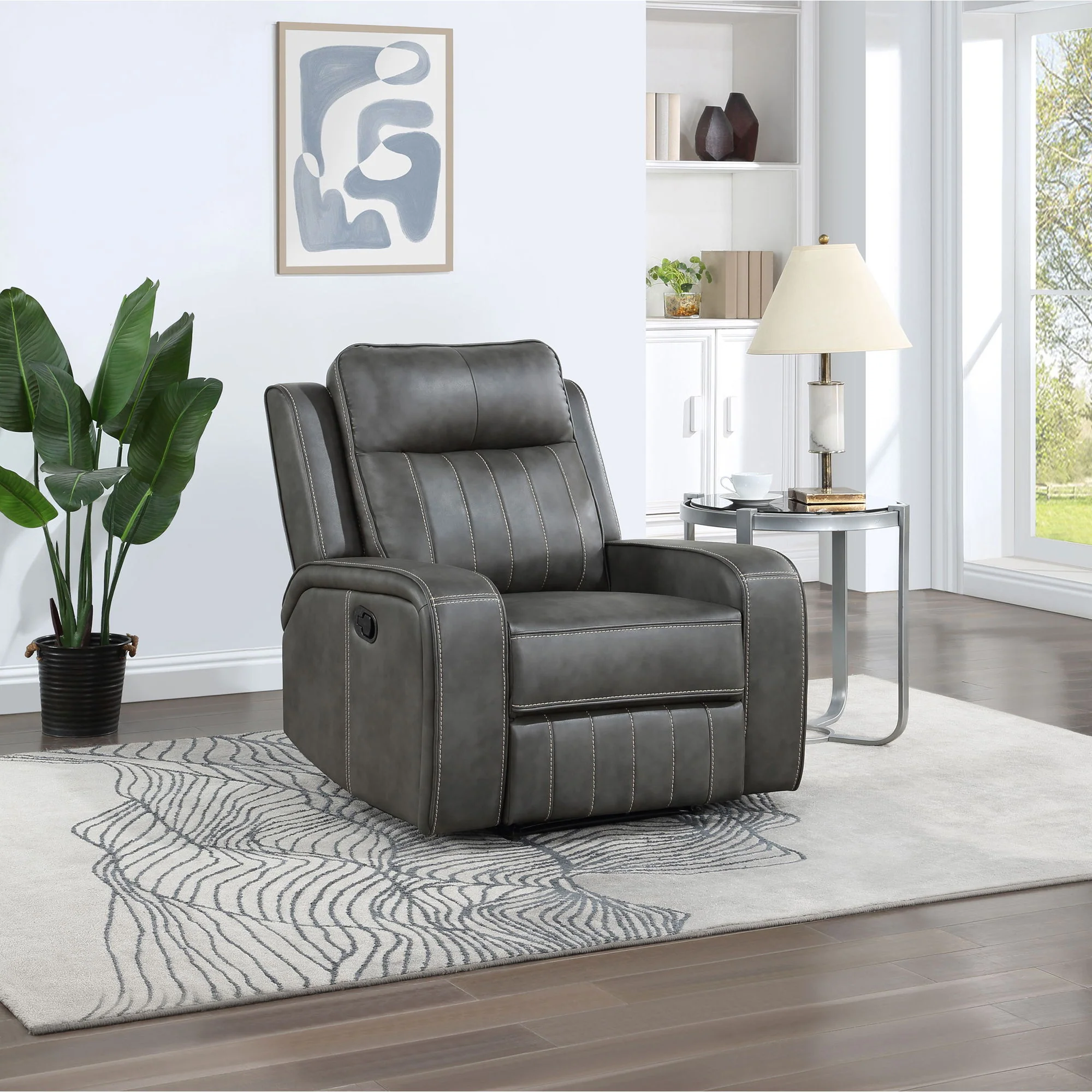 Forrest - Recliner Chair With Tufted Upholstery - Gray - Image 3