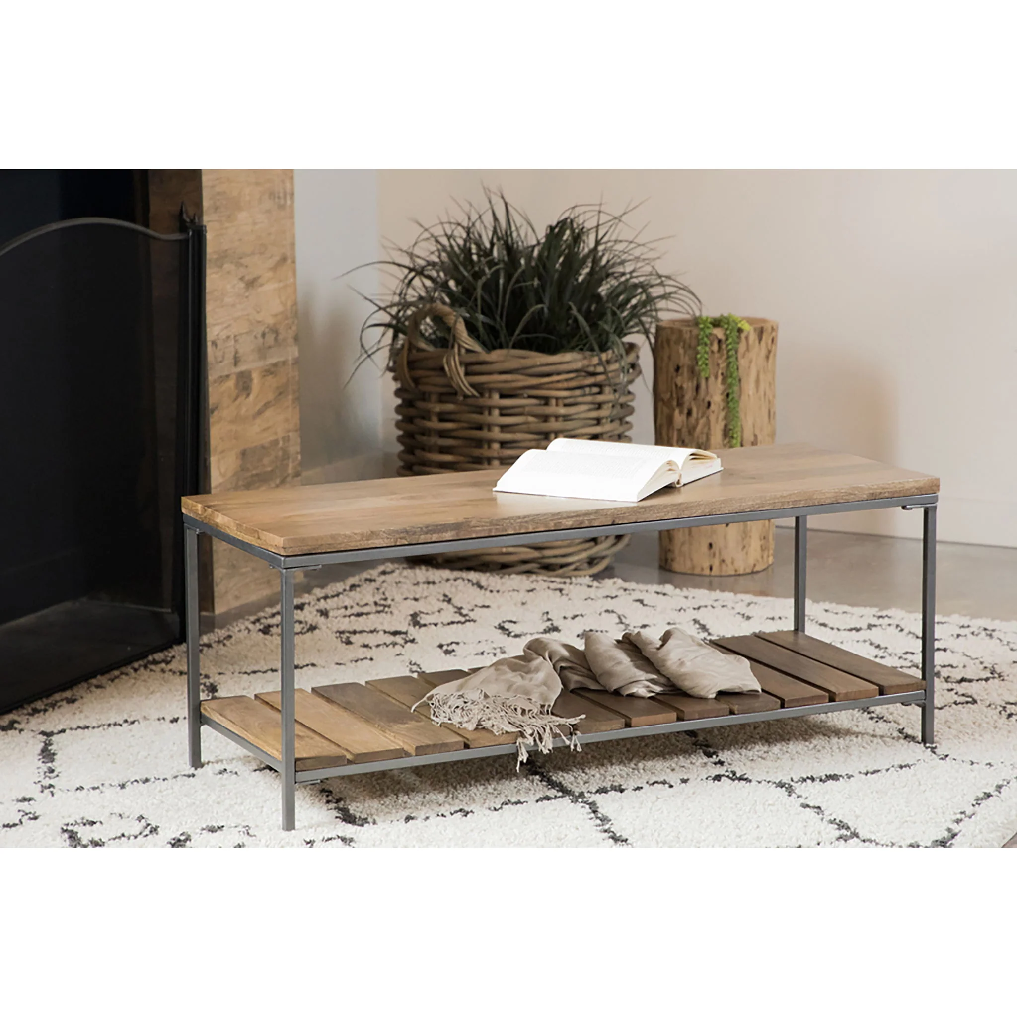 Foundry - Accent Bench With Slat Shelf - Natural - Image 3