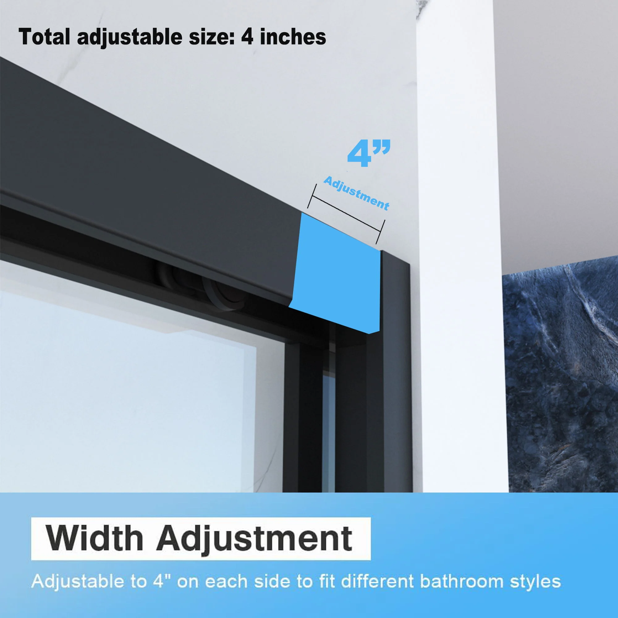 Frame Double Sliding Shower Door, Bypass Bathroom Sliding Door With Premium Clear Tempered Glass, Hardware Sliding Glass Shower Enclosure - Matte Black - Image 7