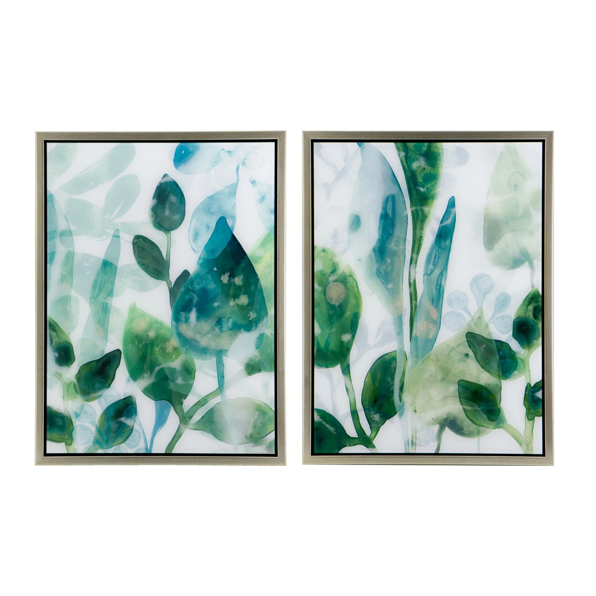 Framed Printed Acrylic Decorative Wall Art, Wall Decor For Living Room (Set of 2) - White / Green - Image 3