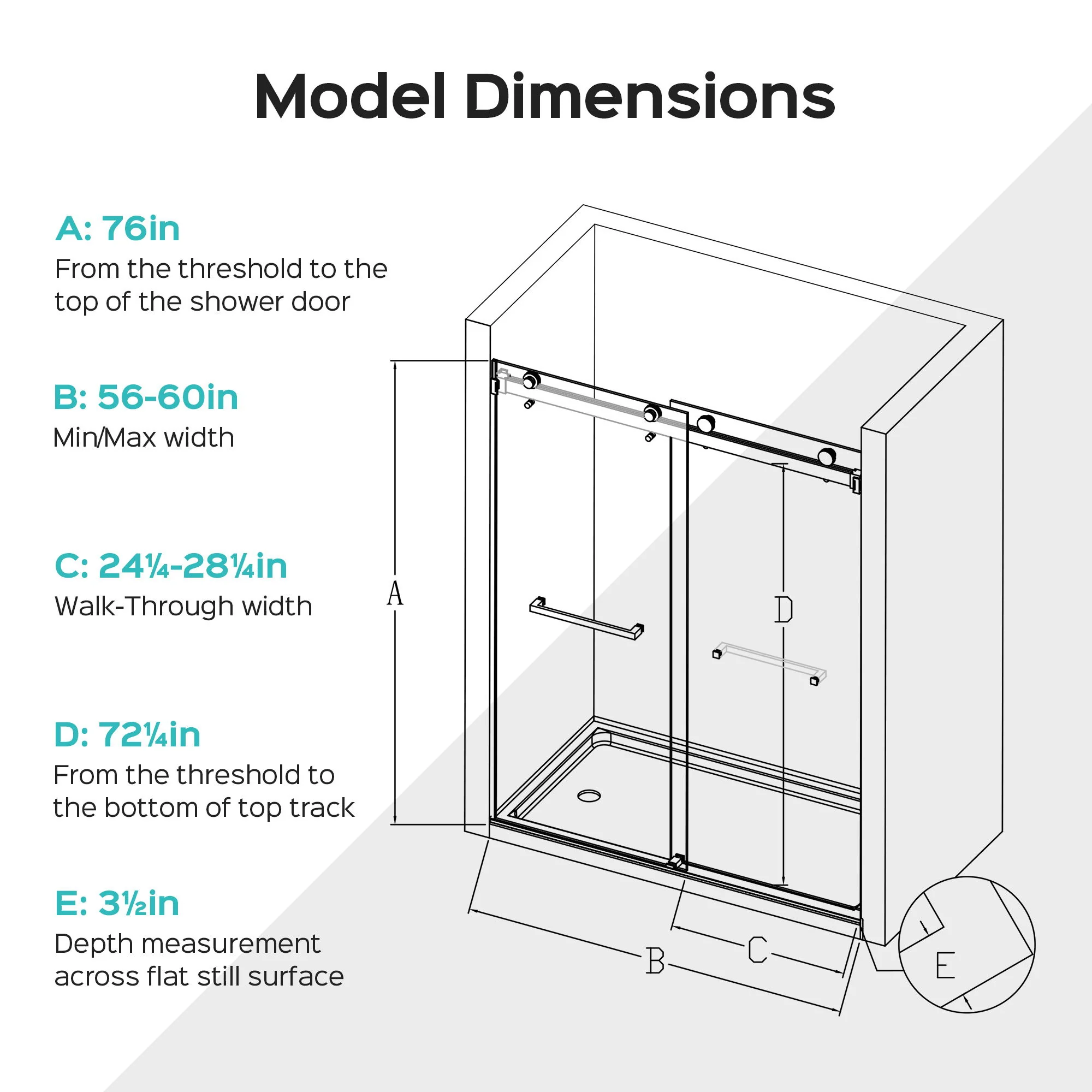Frameless Double Sliding Shower Door In, Thick Tempered Glass, Reversible Installation - Image 26