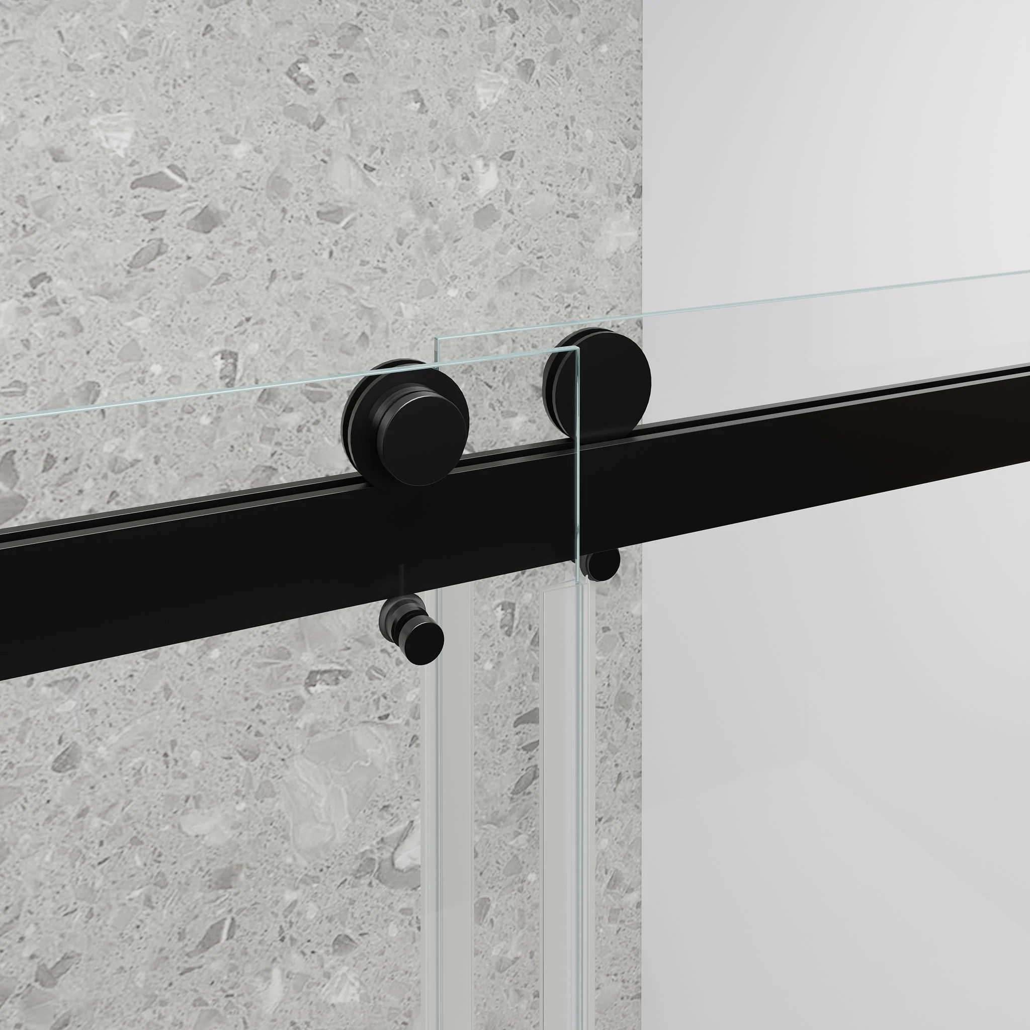 Frameless Double Sliding Soft Close Bathtub Shower Door, 5 / 16" Clear Nano Coated Tempered Glass And 304 Stainless Steel Handle - Matte Black - Image 4