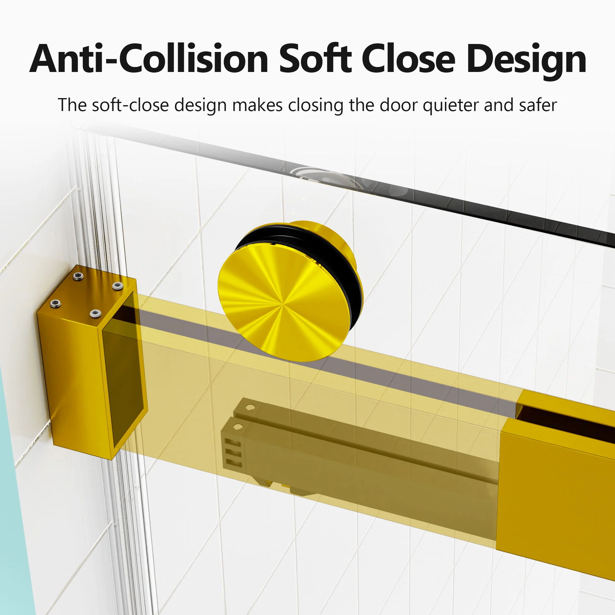 Frameless Double Sliding Soft-Close Shower Door, 3 / 8" (10Mm) Thick SGCC Tempered Glass Door, Matte - Image 22
