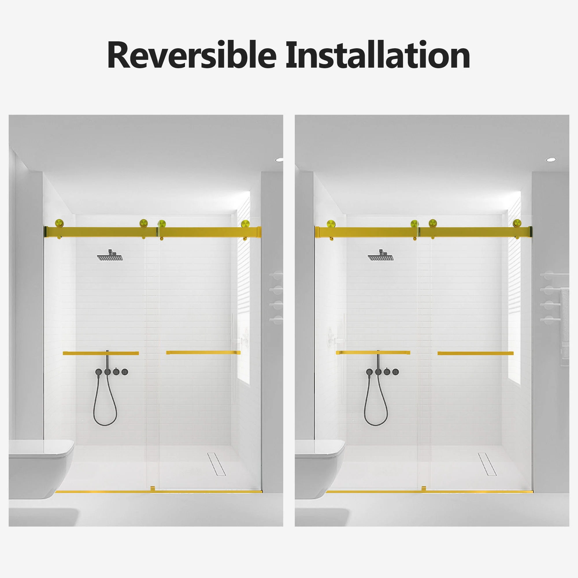 Frameless Double Sliding Soft-Close Shower Door, 3 / 8" (10Mm) Thick SGCC Tempered Glass Door, Matte - Image 25