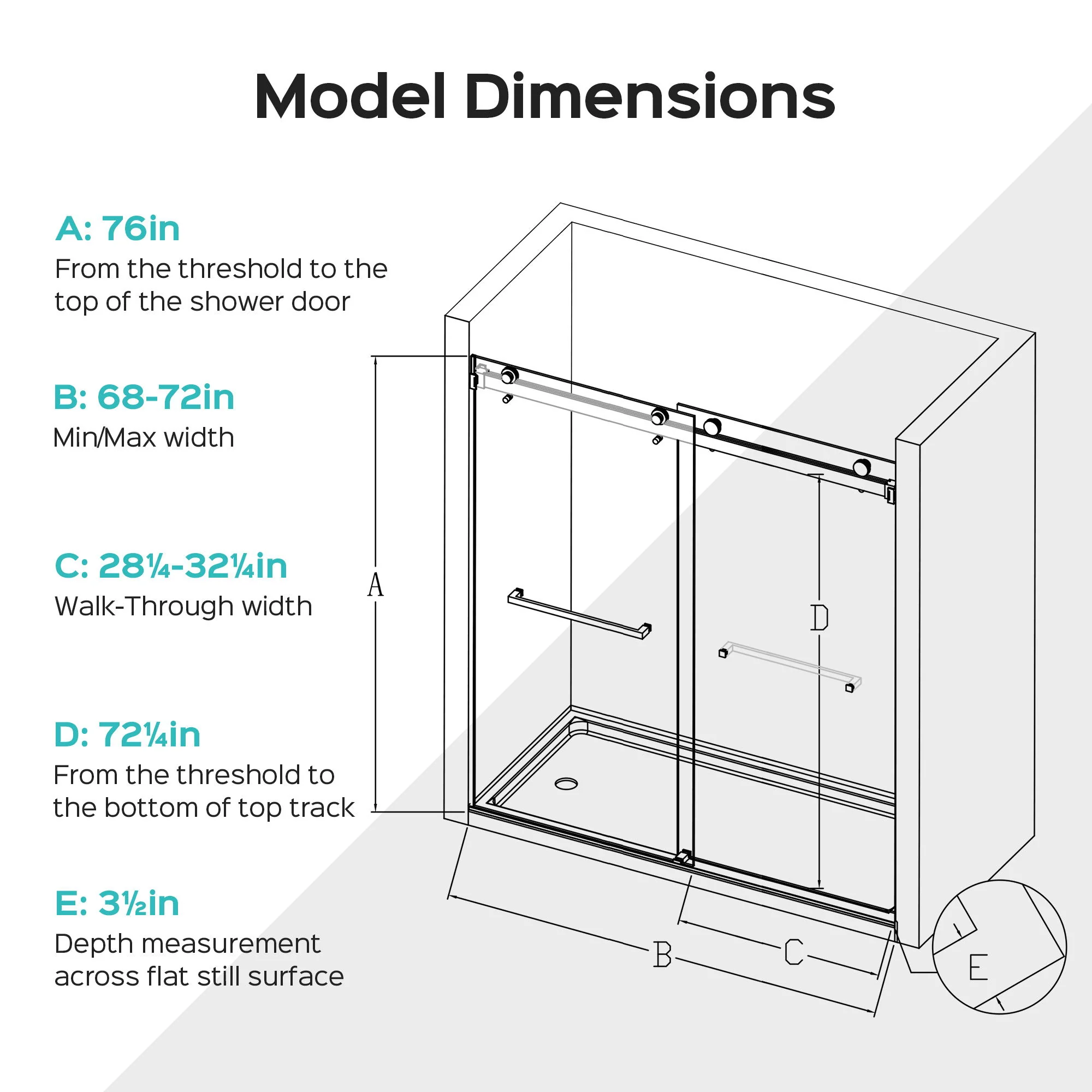 Frameless Double Sliding Soft-Close Shower Door, 3 / 8" (10Mm) Thick SGCC Tempered Glass Door, Matte - Image 8