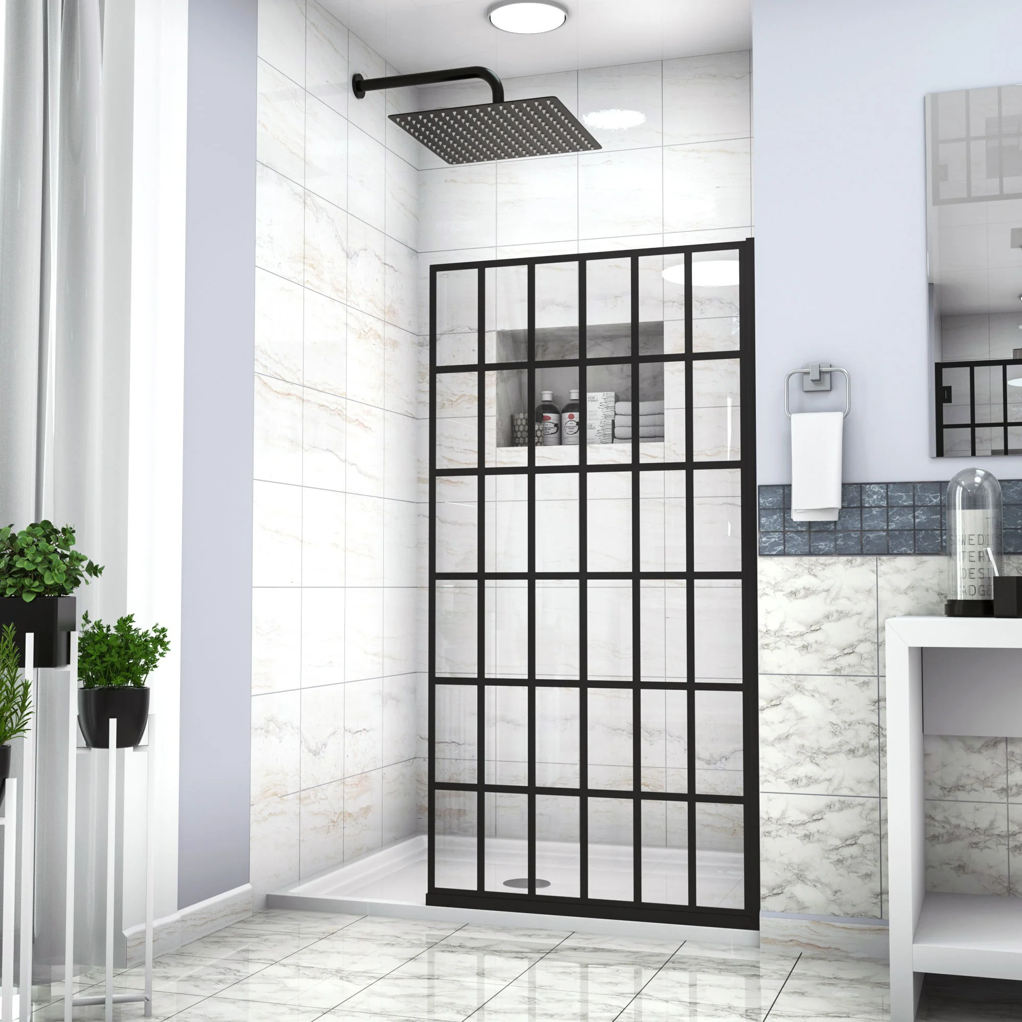 Frameless Fixed Shower Door, Open Entry Design - Image 4