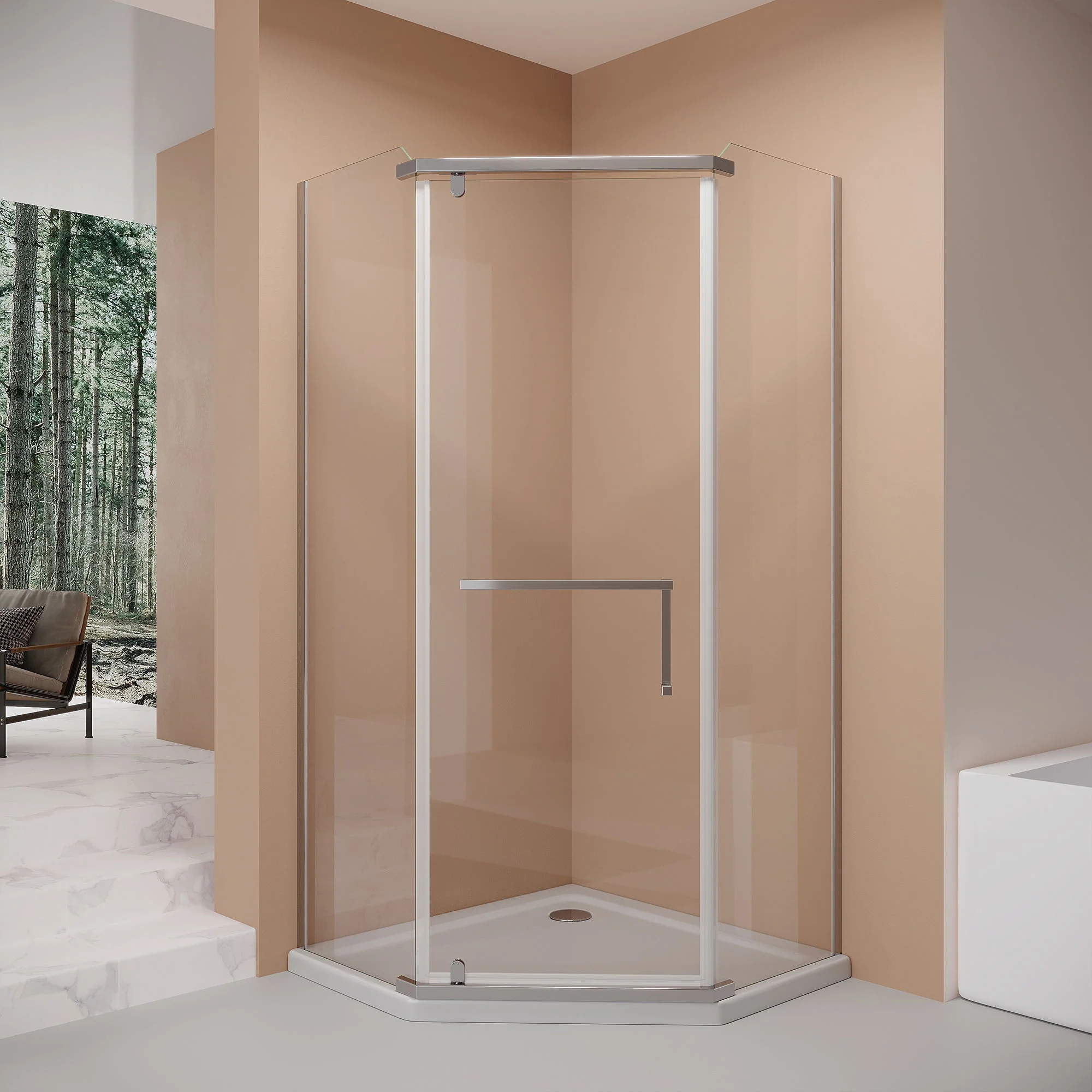 Frameless Neo Angle Shower Door WithTempered Glass - Image 15