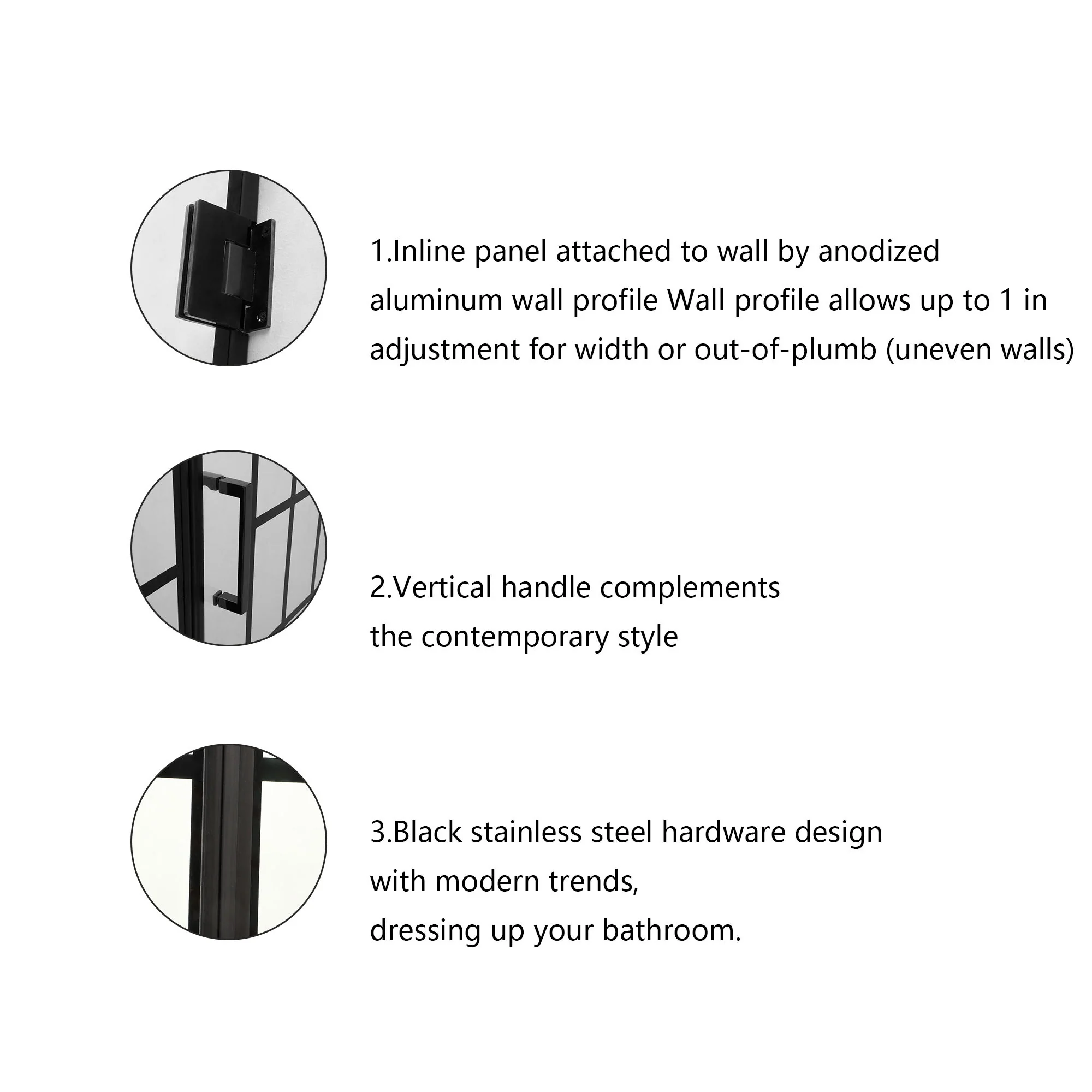 Frameless Pivot Shower Door With Pattern Glass, Open Entry Design - Image 9