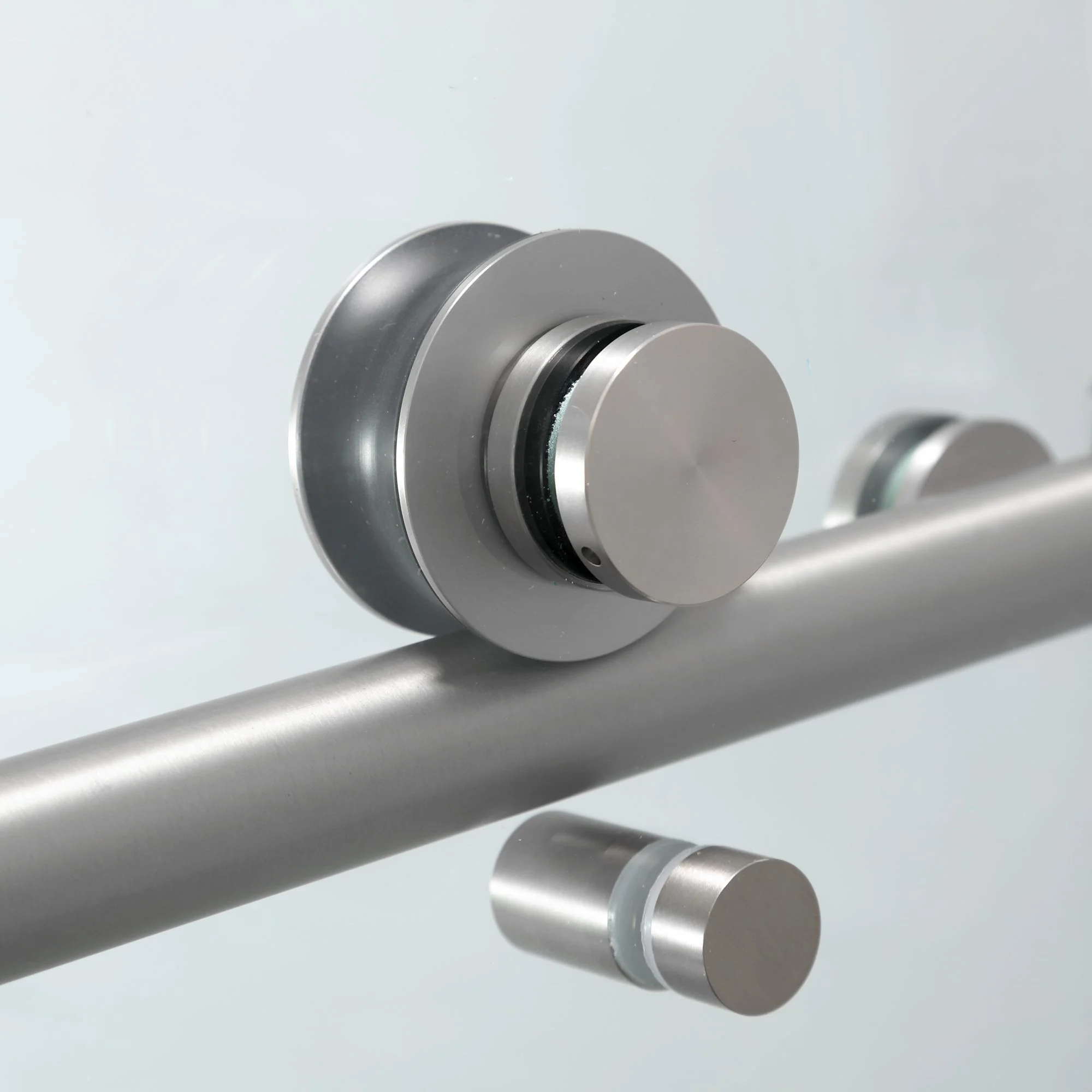 Frameless Shower Door, Clear Tempered Glass - Brushed Nickel - Image 2
