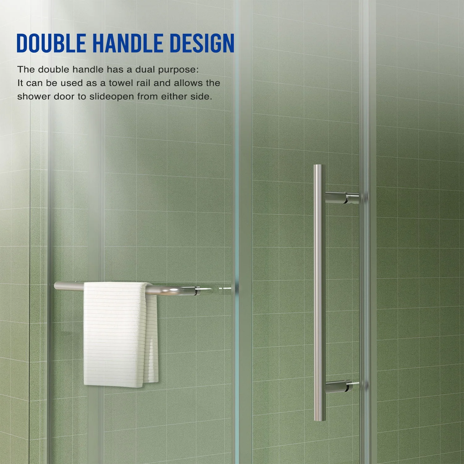 Frameless Shower Door, Sliding Shower Door, Premium 5 / 16" (8 Mm) Thick Tempered Glass Shower Enclosure With Towel Bar, Double Side Easy Clean Coat, Finished With Buffer - Image 10